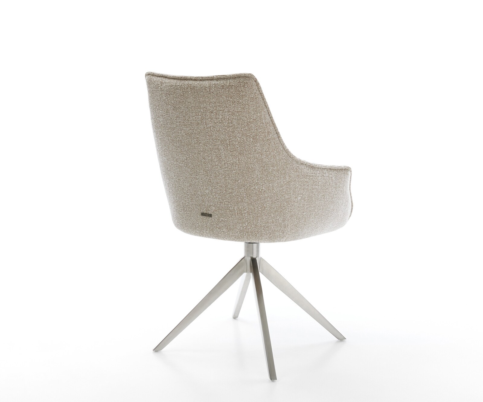 Chaise-pivotante Alja-Flex avec accoudoirs tissu tissé doux beige pied croisé large acier inoxydable pivotement sur 360° fonction bascule resorts ensachés 4