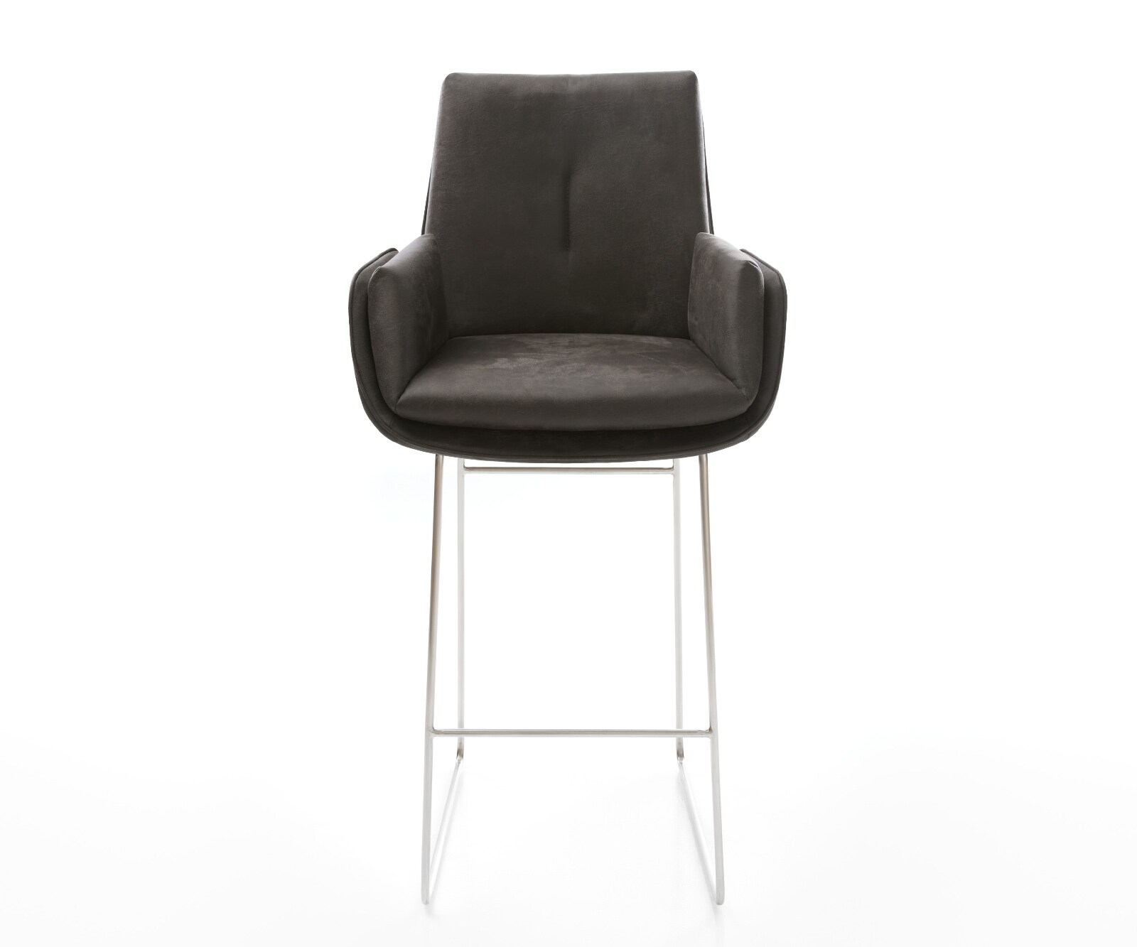 Chaise-de-bar Clea-Flex Microfibre Anthracite vintage Pied trapèze acier inoxydable Argent 2