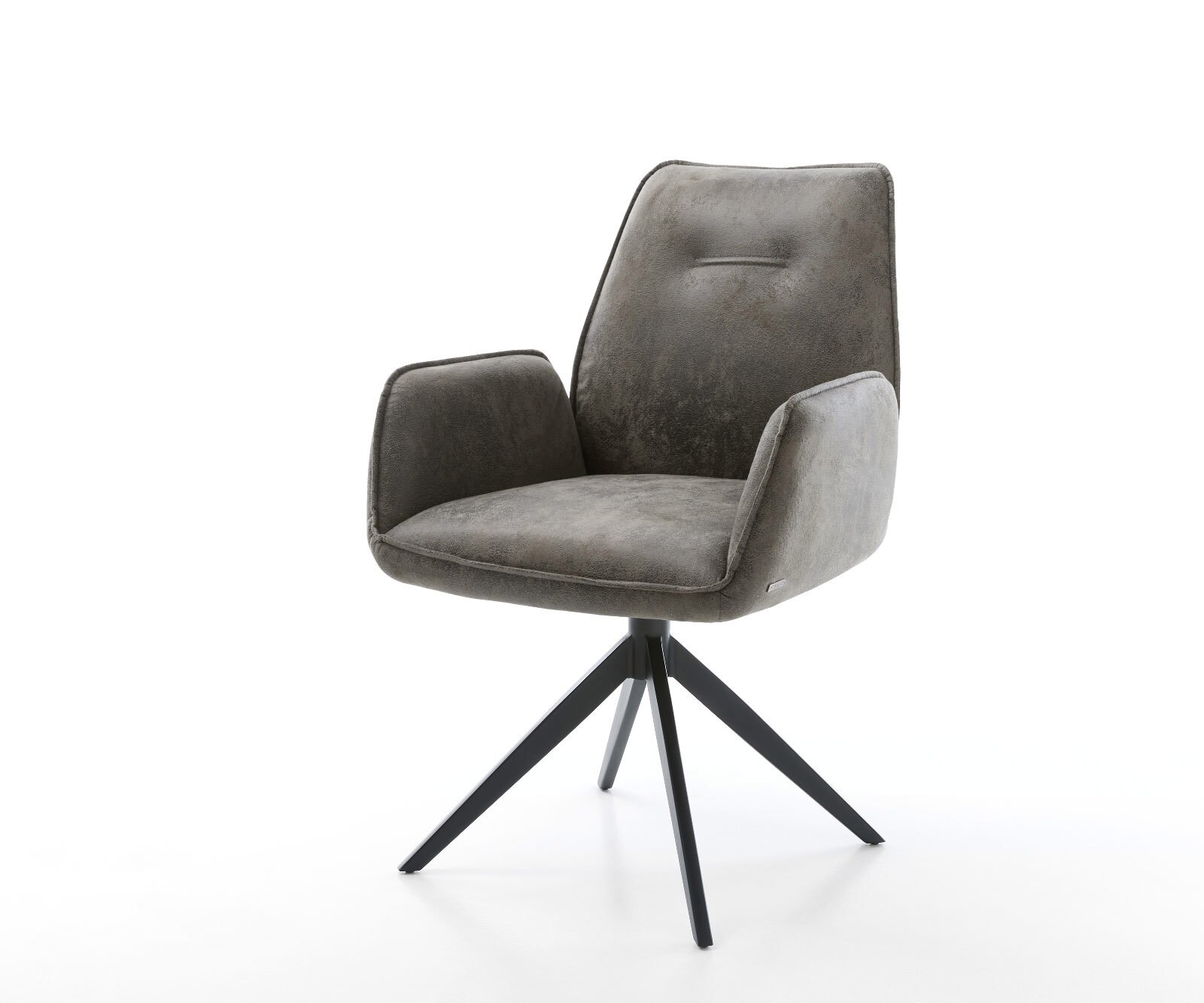 Chaise-de-salle-à-manger Zoa-Flex microvelours gris antique pied croisé large noir ressorts ensachés
