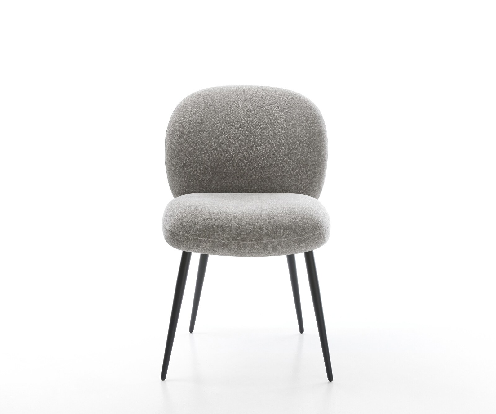 Chaise-de-salle-à-manger Nube-Flex tissu structuré doux gris 4 pieds coniques noir resorts ensachés 2