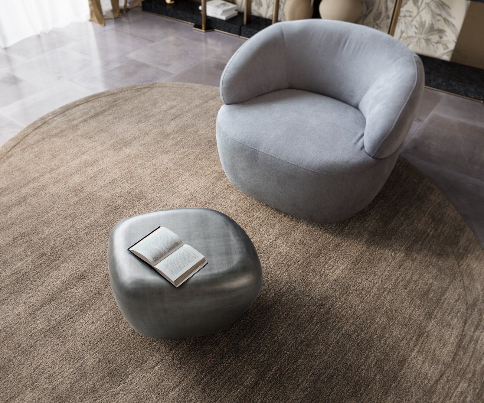 Table basse Caramia 65x55 cm argent métallisé 1