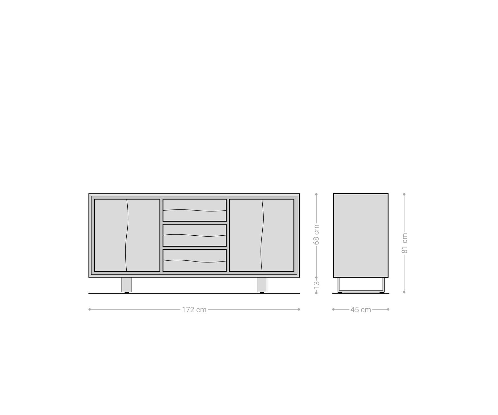 Buffet Live-Edge 172 cm acacia nature 3 tiroirs 4 portes 5