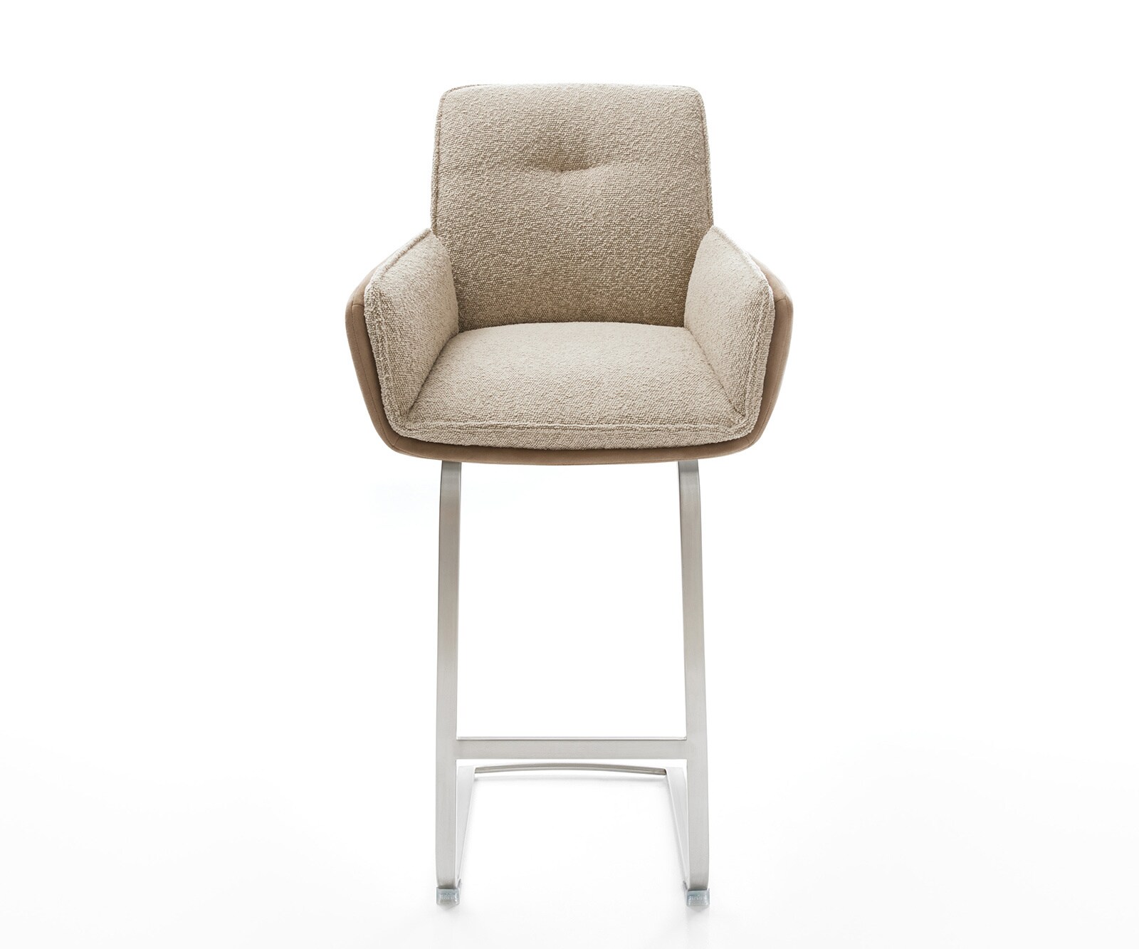 Chaise-de-bar Nela-Flex Mélange de matériaux boue Piétement luge plat Acier inoxydable Ressorts ensachés 1 Chaise-de-bar Nela-Flex Mélange de matériaux boue Piétement luge plat Acier inoxydable Ressorts ensachés 1