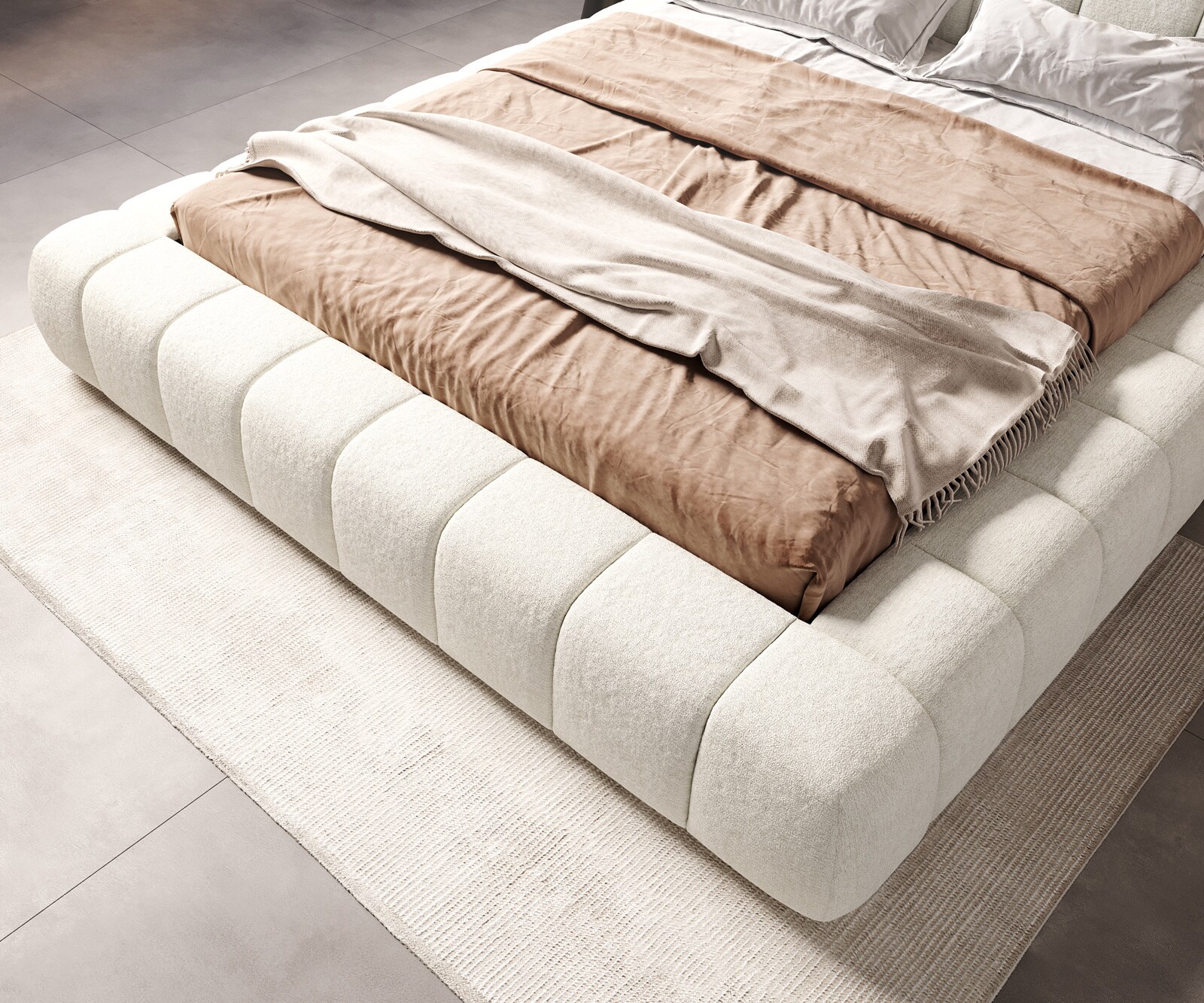 Cadre de lit rembourré Cutio bouclé soft beige 180x200 cm 4