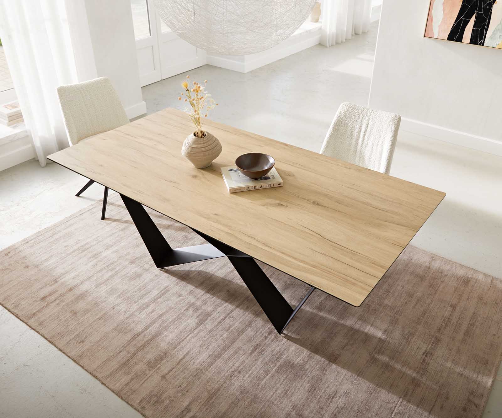 Table à manger Edge 200x100 céramique Laminam® Sabbia couleur chêne Spider acier plat noir 5 Table à manger Edge 200x100 céramique Laminam® Sabbia couleur chêne Spider acier plat noir 5