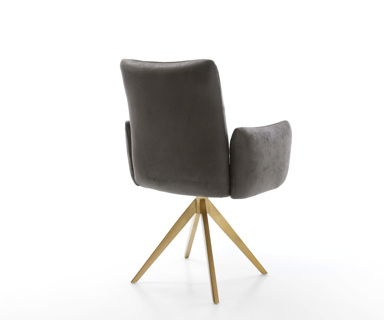 Chaise-pivotante Jova-Flex avec accoudoirs microvelours anthracite vintage pied croisé angulaire or pivotement sur 180° ressorts ensachés 4