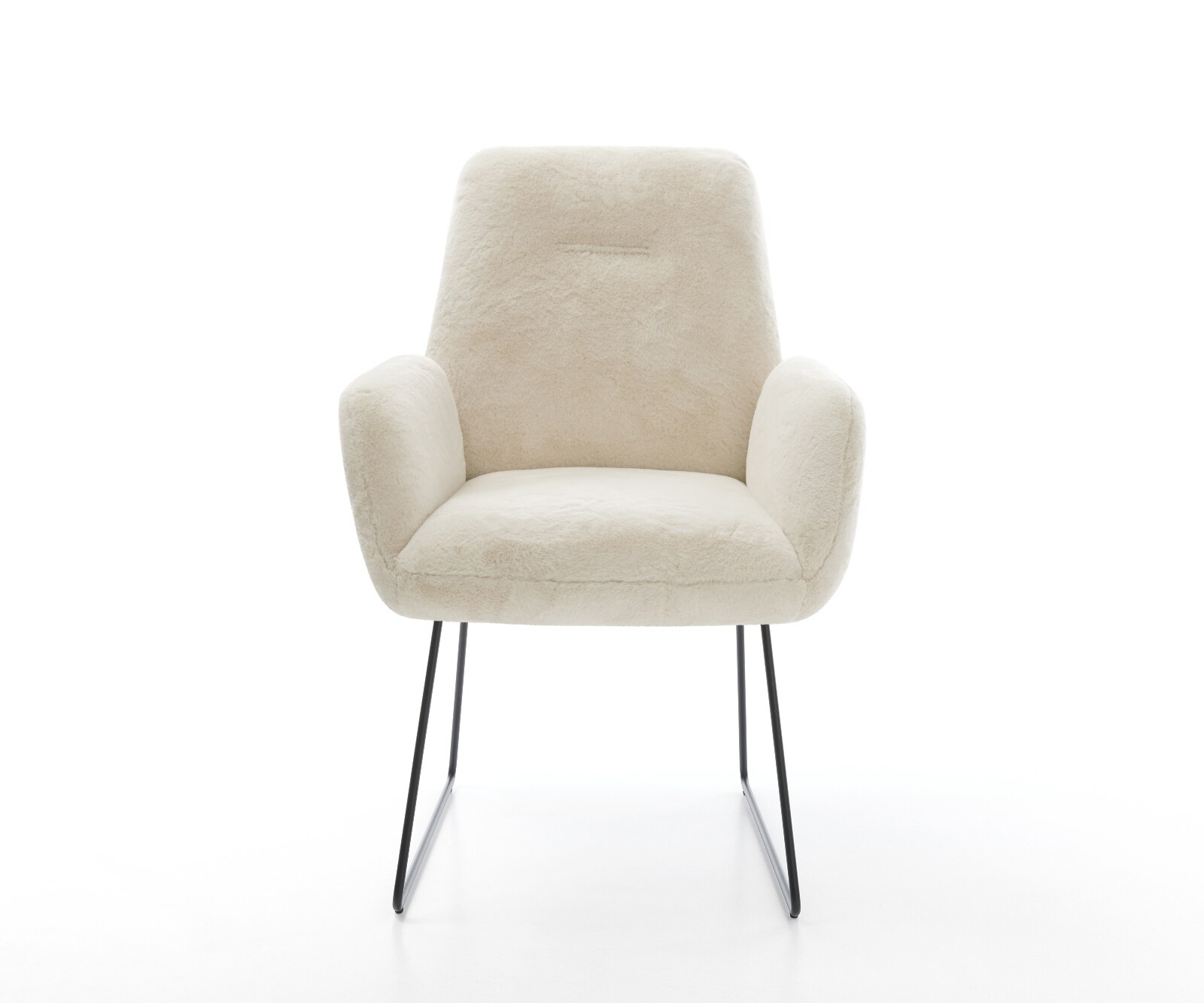 Chaise-de-salle-à-manger Zoa-Flex peluche crème-blanc pied trapèze noir resorts ensachés 2