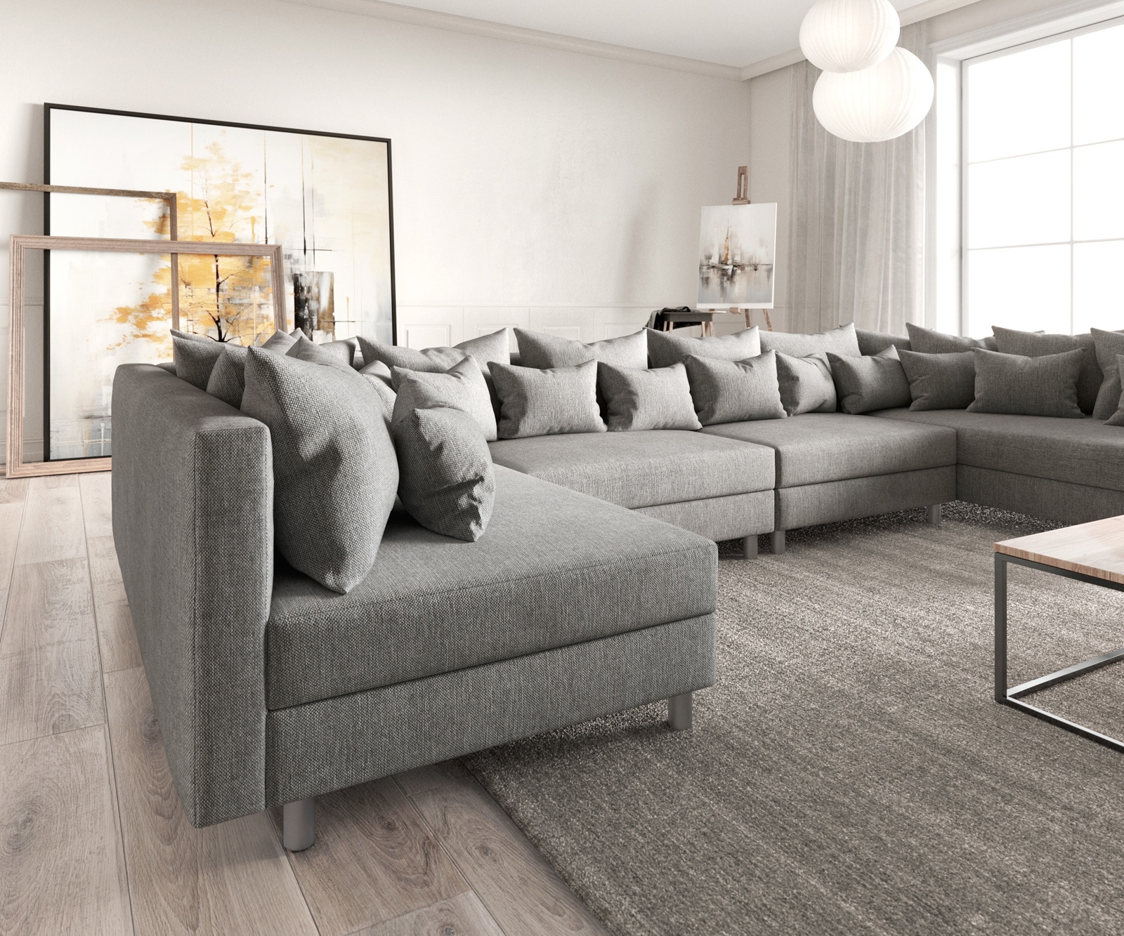 Canapé Clovis XL gris tissu plat module sofa 6 Canapé Clovis XL gris tissu plat module sofa 6