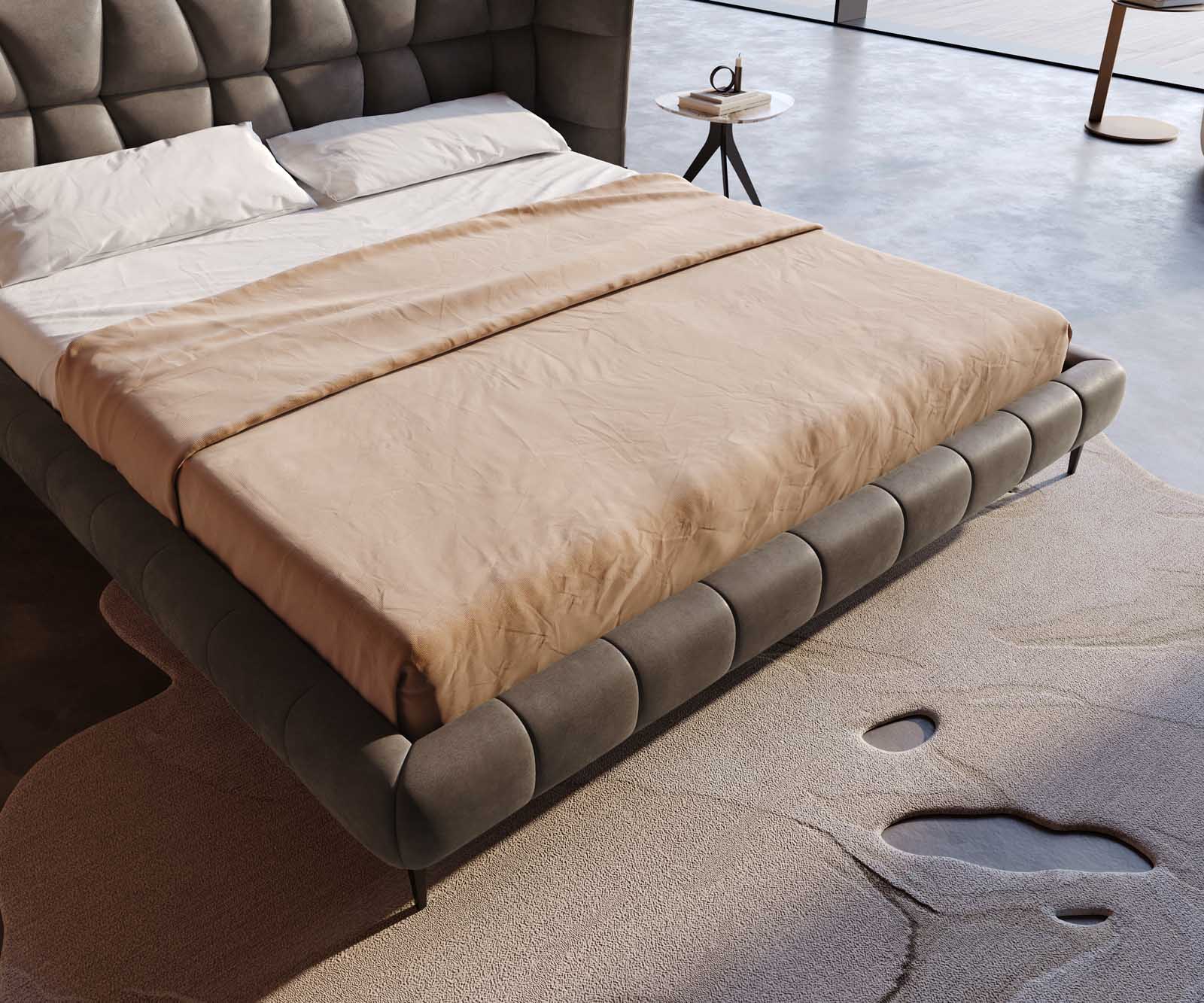 Sommier  rembourré Capujo 180x200 cm microfibre taupe vintage 4