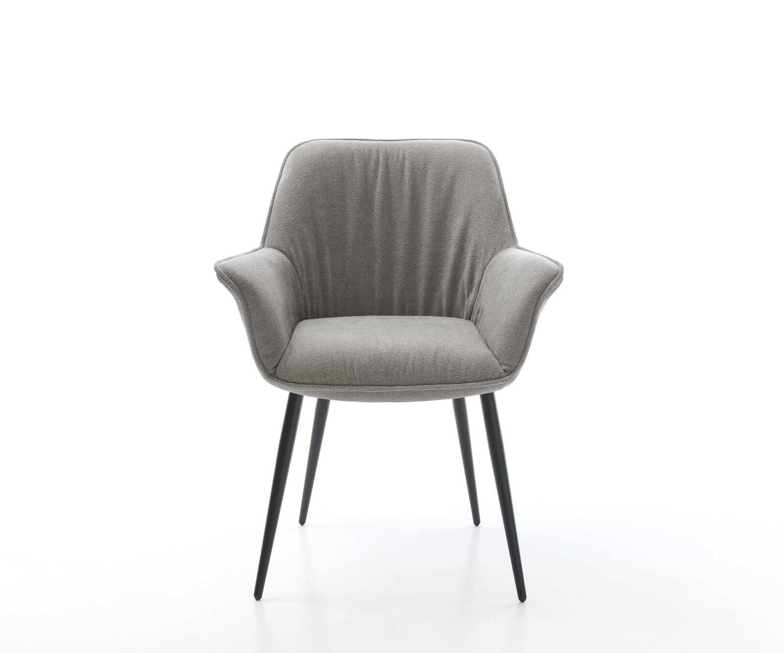 Chaise-de-salle-à-manger Keila-Flex avec accoudoirs tissu structuré doux gris 4 pieds coniques noir 2