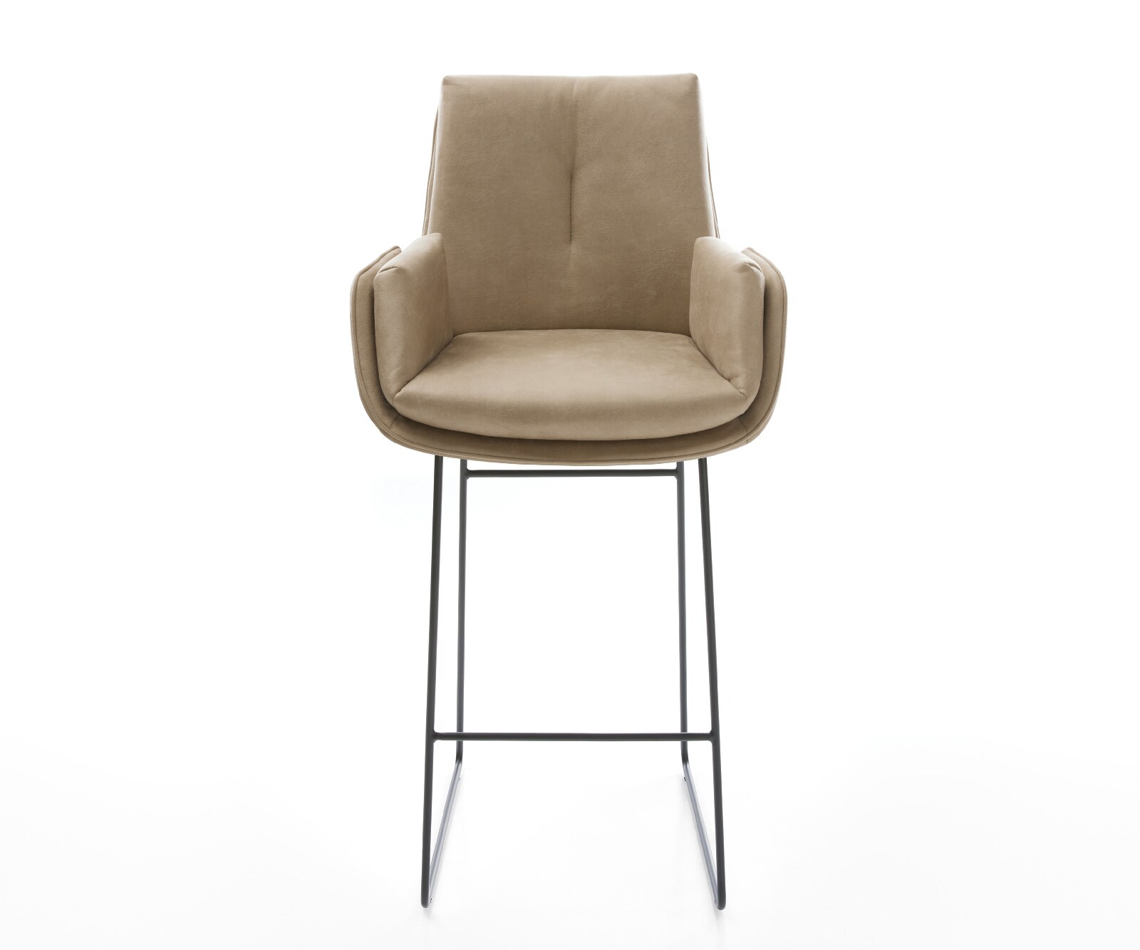 Chaise-de-bar Clea-Flex Microfibre Beige vintage Pied trapèze noir Noir 1