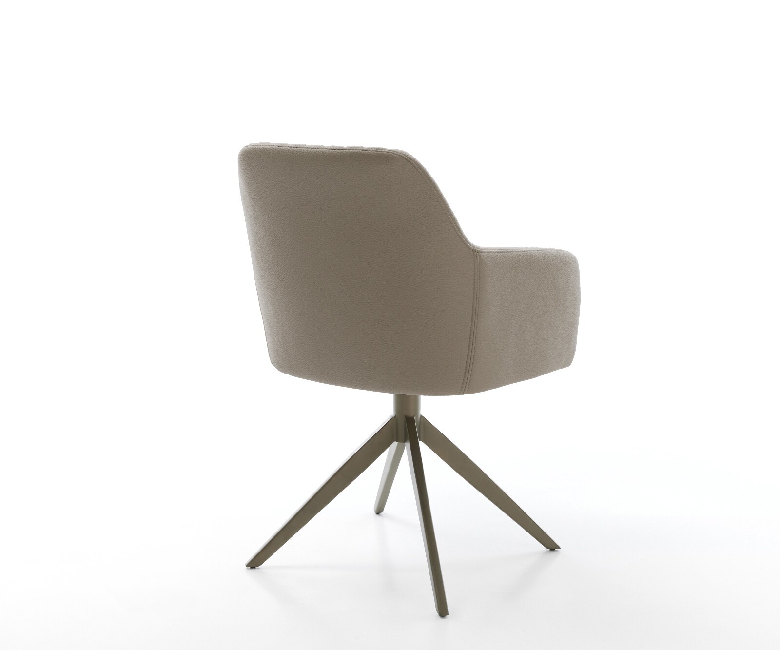 Chaise-pivotante Greg-Flex cuir de vache couleur boue pied croisé large aspect titane pivotement sur 360° fonction bascule ressorts ensachés 5