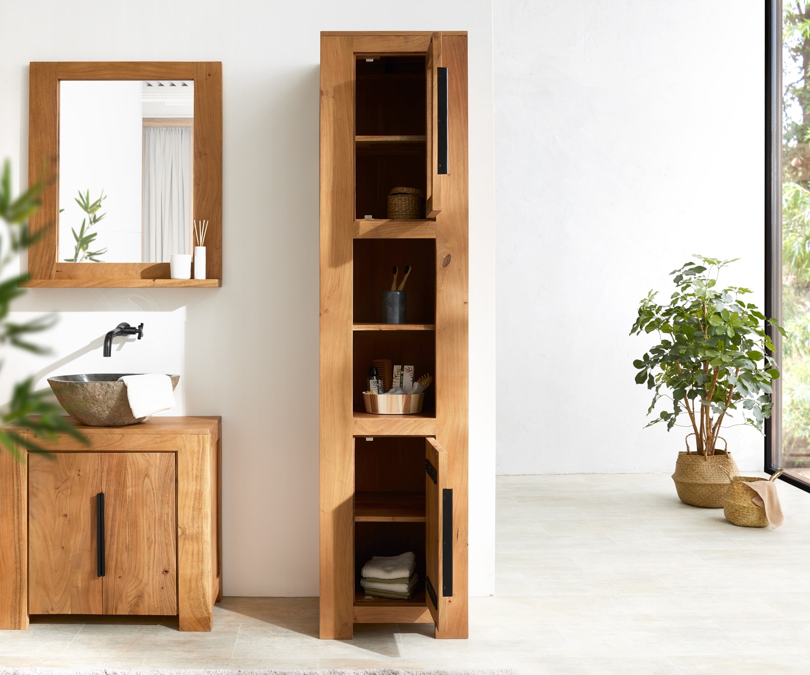 Armoire-haute Solidu 45x185 cm acacia naturel 3 Armoire-haute Solidu 45x185 cm acacia naturel 3