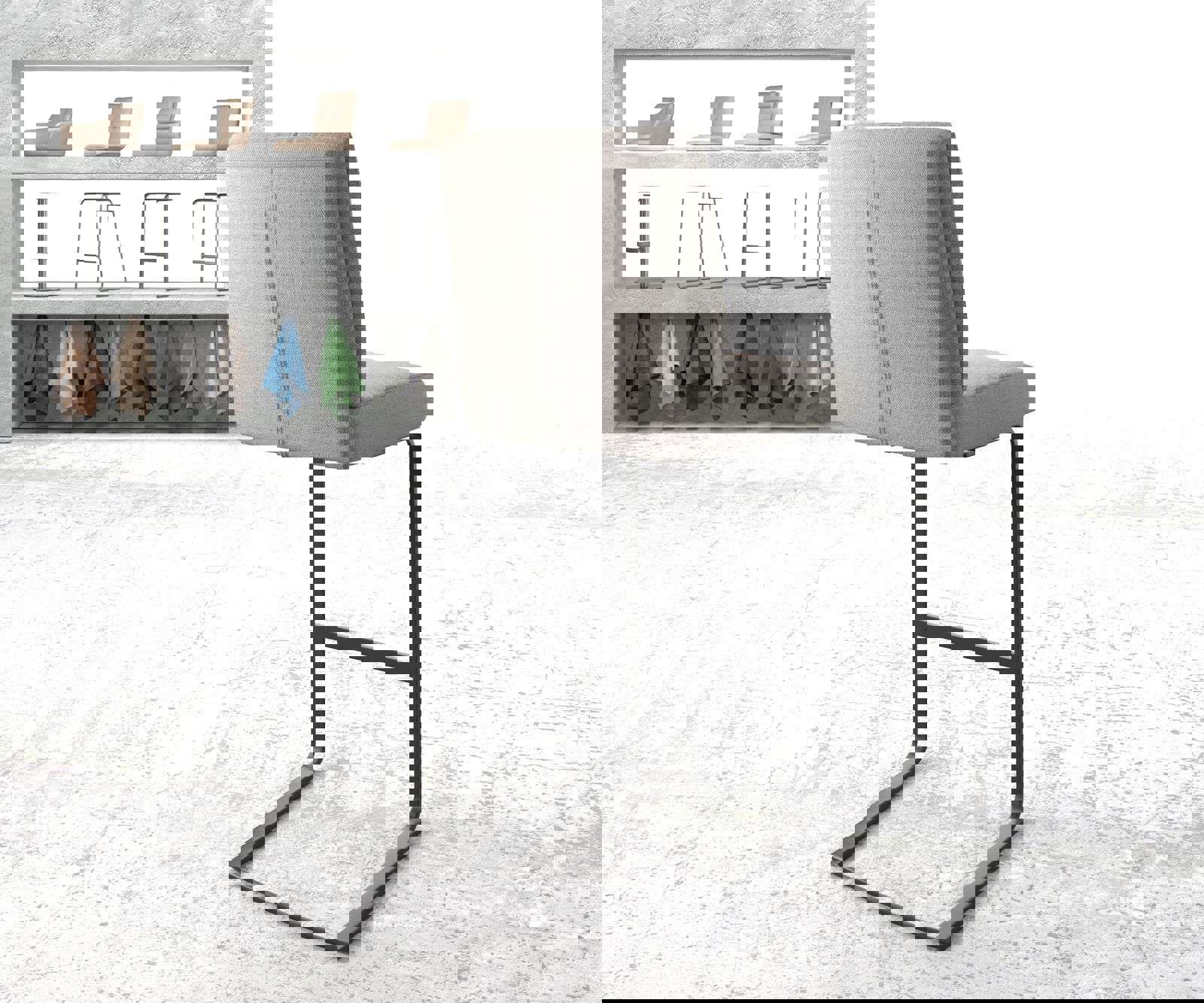 Chaise-de-bar Pela-Flex rayures gris clair chaise cantilever métal plat 2