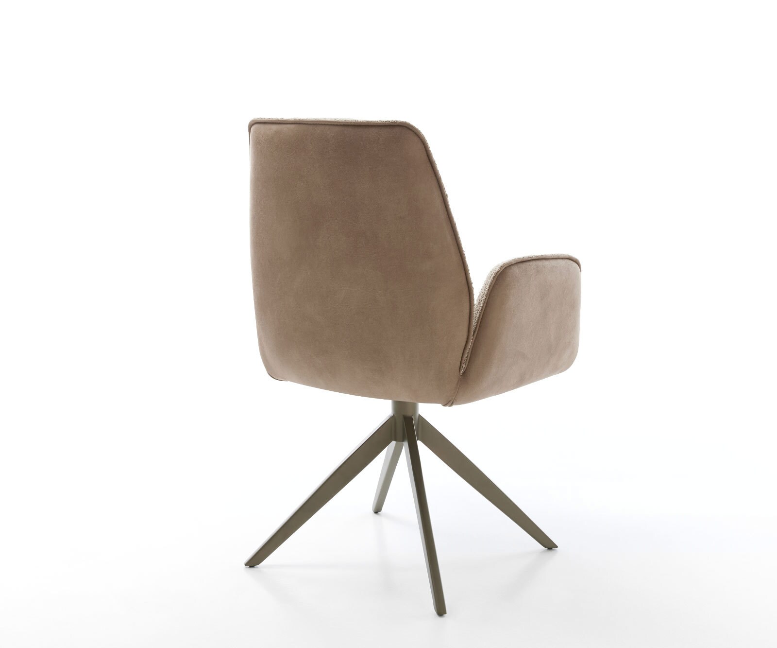 Chaise-pivotante Zoa-Flex tissu mixte couleur boue pied croisé large aspect titane pivotement sur 360° ressorts ensachés 4