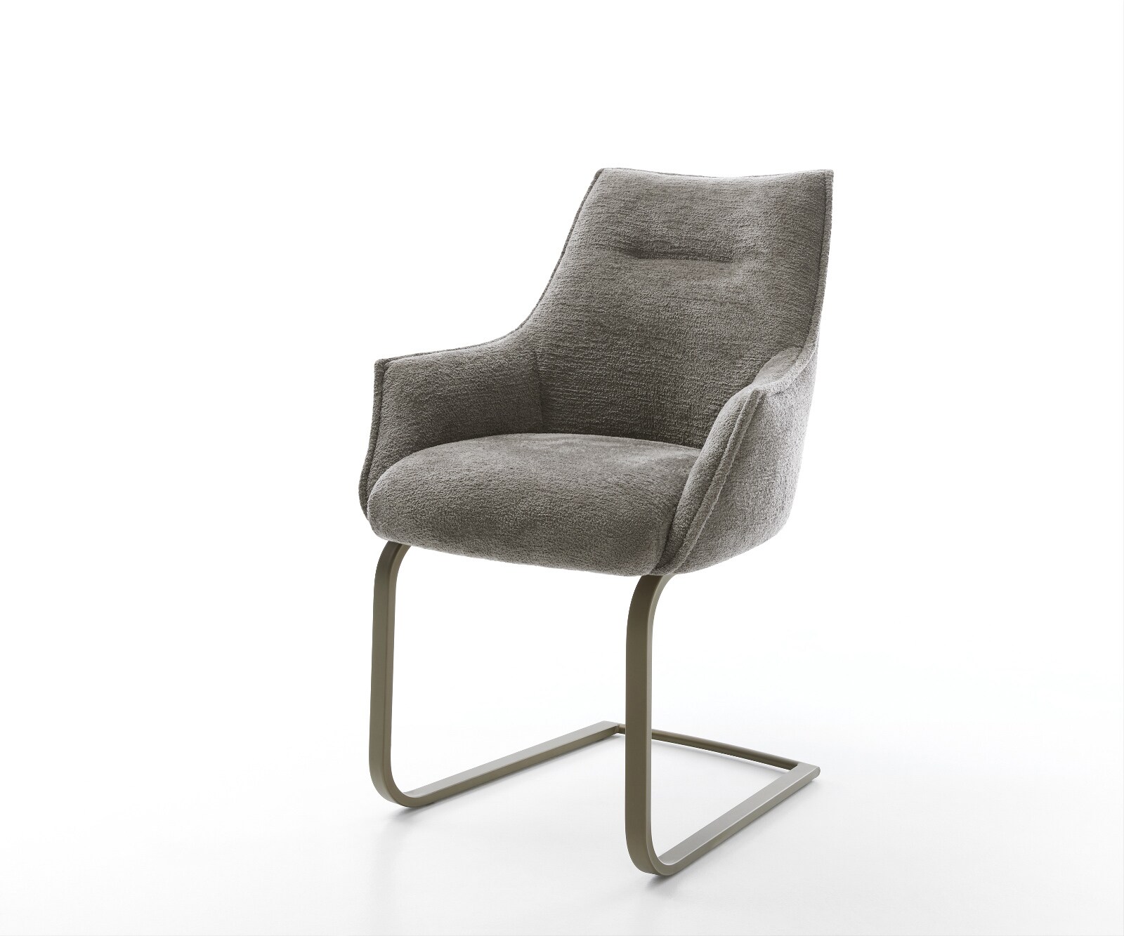 Cantilever Alja-Flex avec accoudoirs bouclé doux couleur boue pied cantilever plat aspect titane resorts ensachés 1