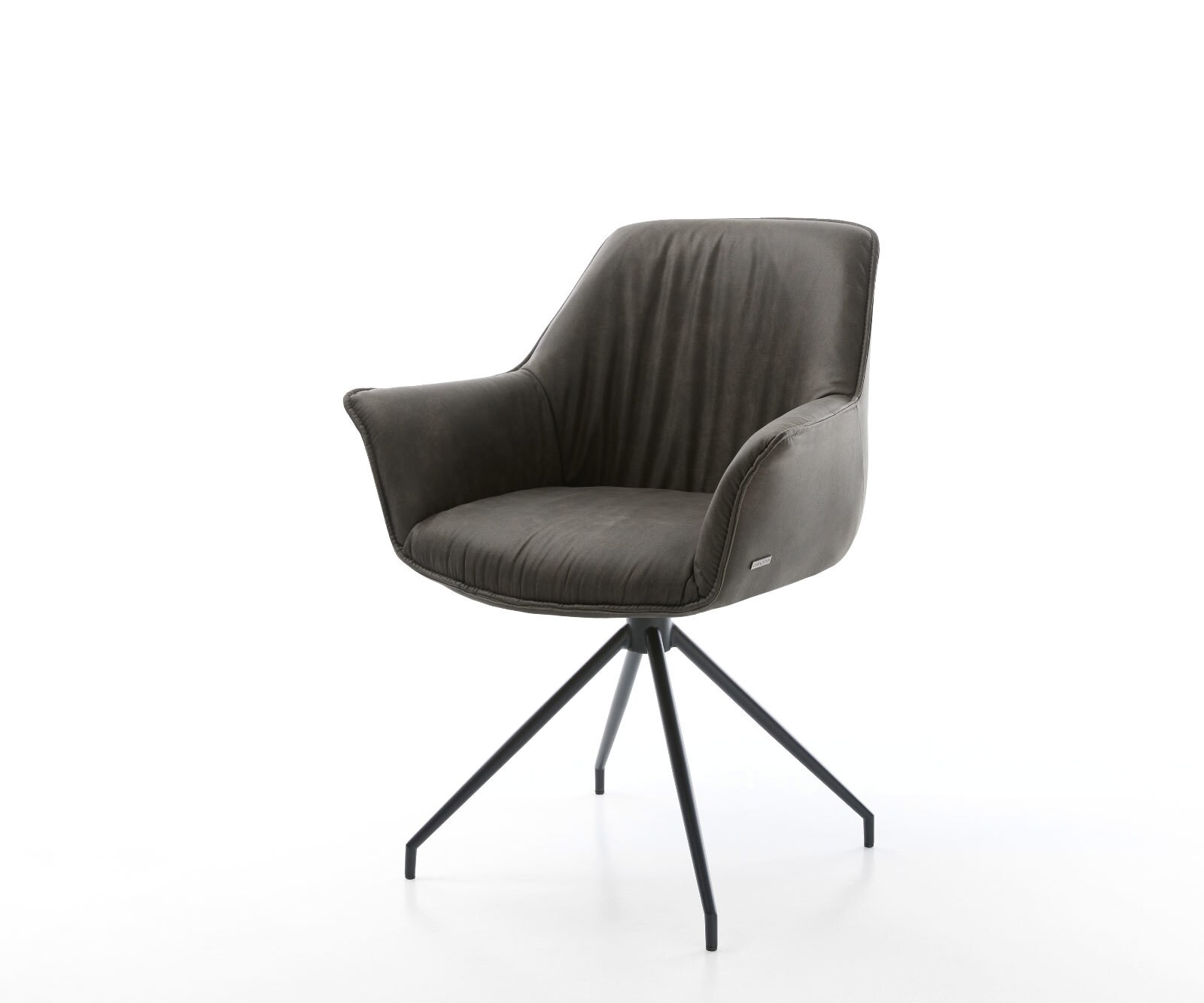 Chaise-de-salle-à-manger Keila-Flex avec accoudoirs microvelours anthracite vintage pied croisé conique noir