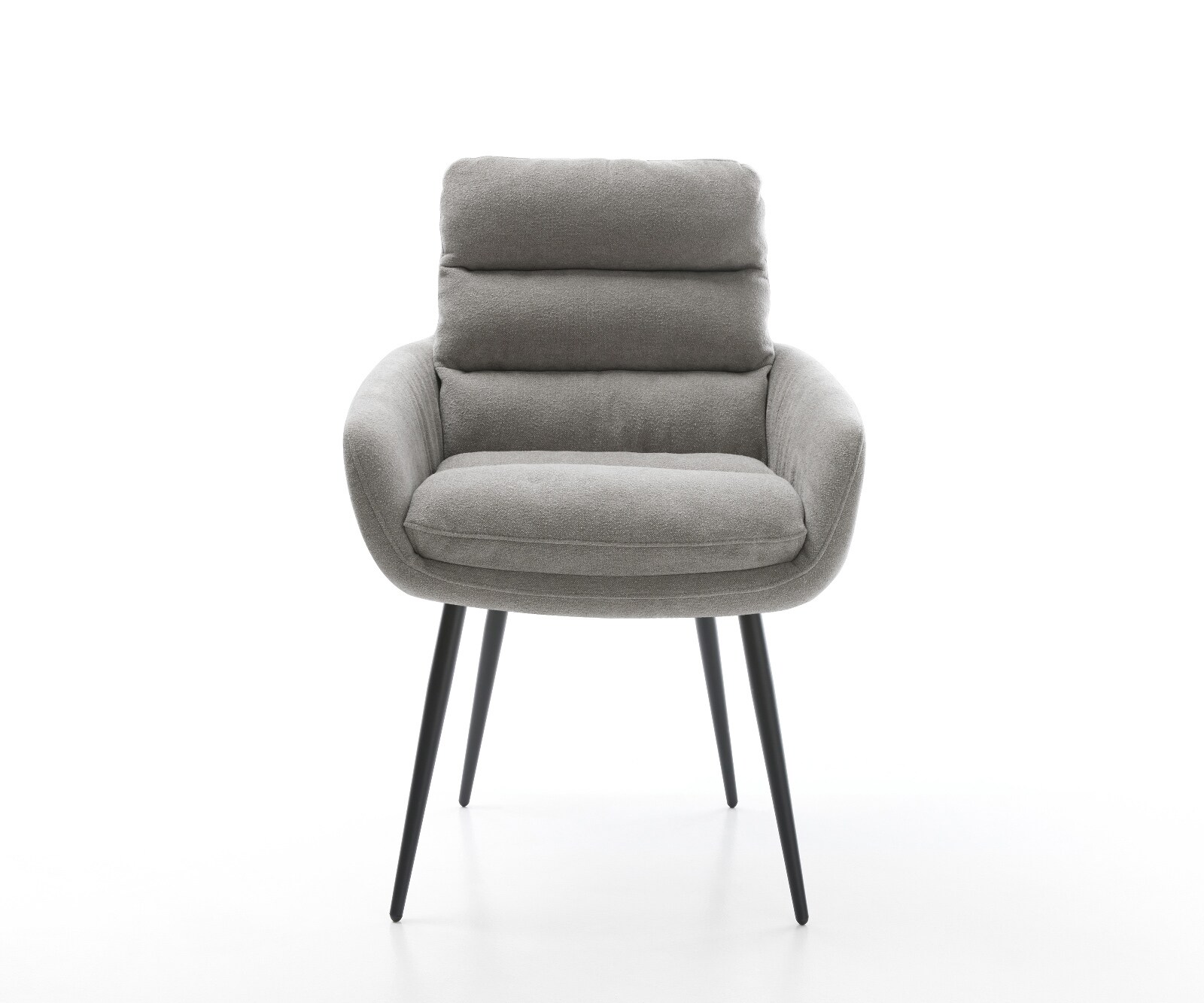 Chaise-de-salle-à-manger Abelia-Flex avec accoudoirs tissu structuré doux gris 4 pieds coniques noir 2