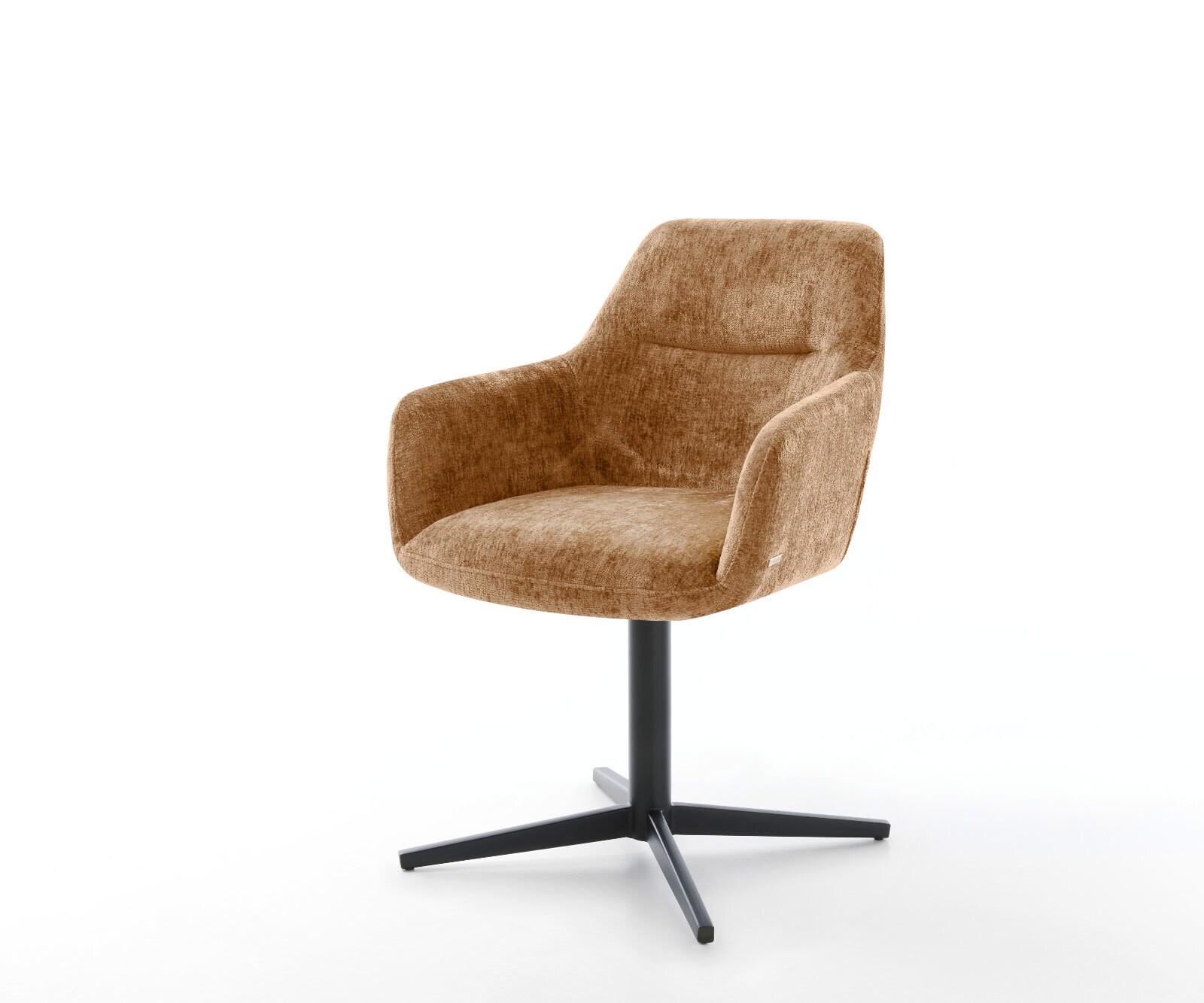 Chaise-pivotante Pejo-Flex chenille rouille pied de chaise 4 branches noir pivotement sur 360° ressorts ensachés