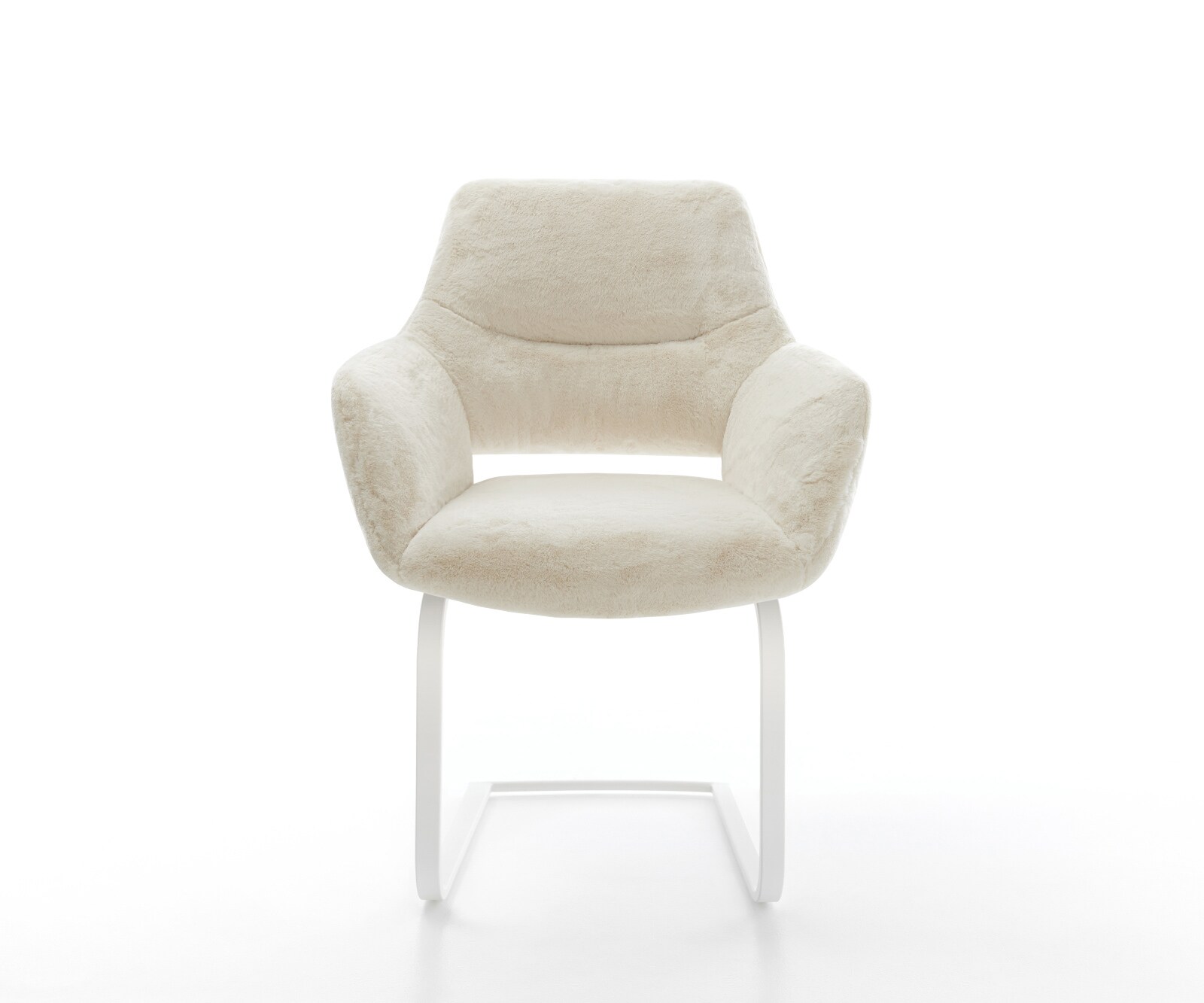 Cantilever Yago-Flex avec accoudoirs peluche crème-blanc pied cantilever plat blanc resorts ensachés 2