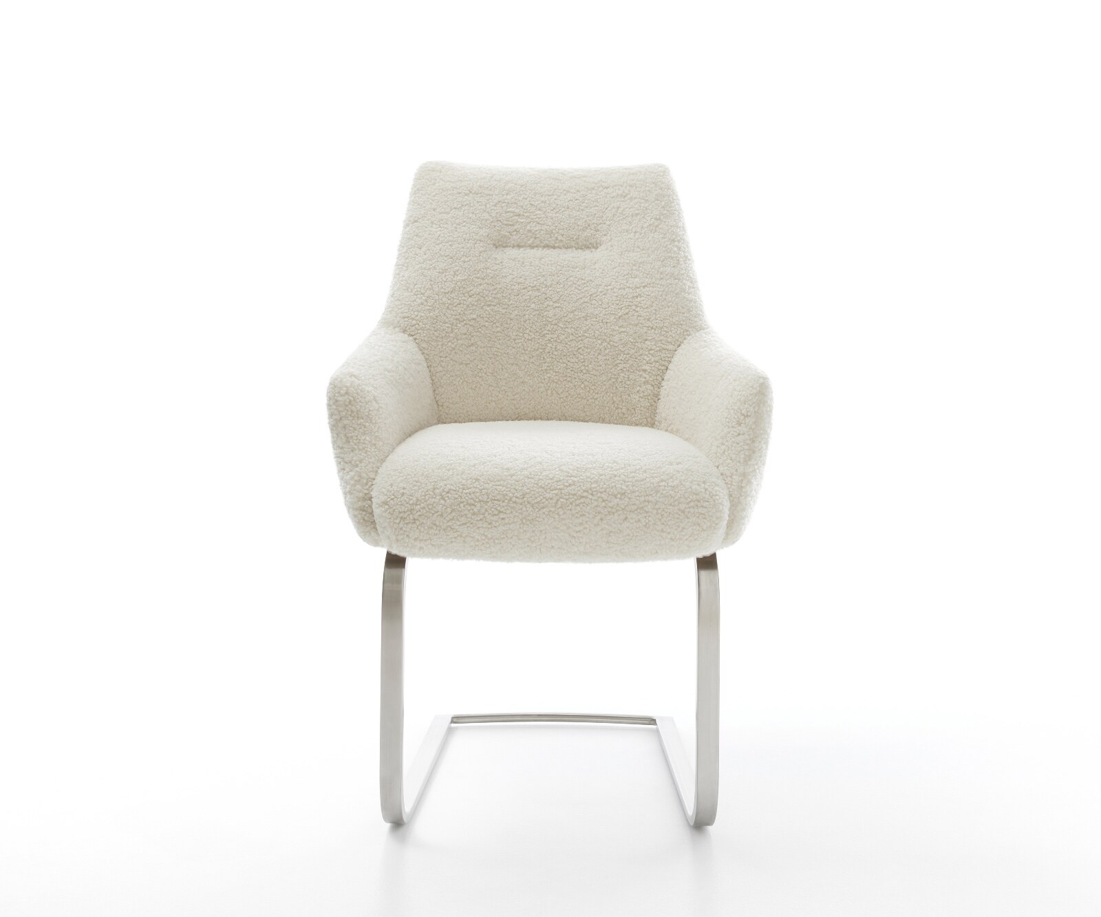 Cantilever Alja-Flex avec accoudoirs tissu teddy beige pied cantilever plat acier inoxydable resorts ensachés 2