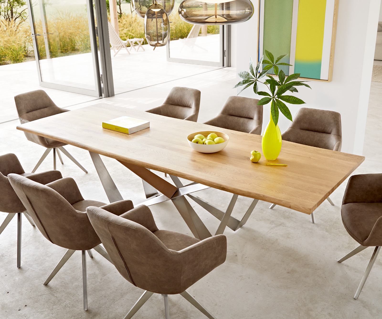 Table à manger Edge 260x100x2,5-3 chêne nature Spider acier plat acier inoxydable Live-Edge Table à manger Edge 260x100x2,5-3 chêne nature Spider acier plat acier inoxydable Live-Edge