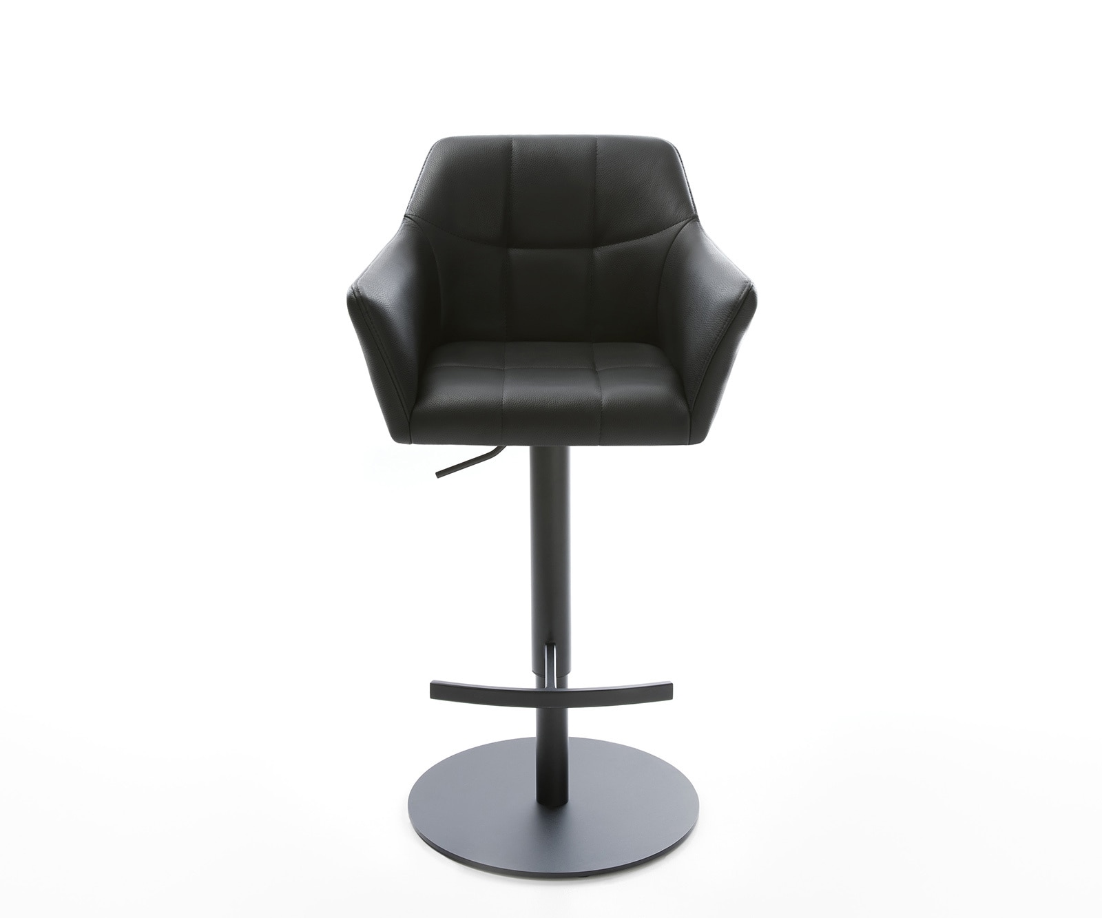 Chaise-de-bar Yulo-Flex cuir véritable noir pied pivotant réglable en hauteur métal 1 Chaise-de-bar Yulo-Flex cuir véritable noir pied pivotant réglable en hauteur métal 1