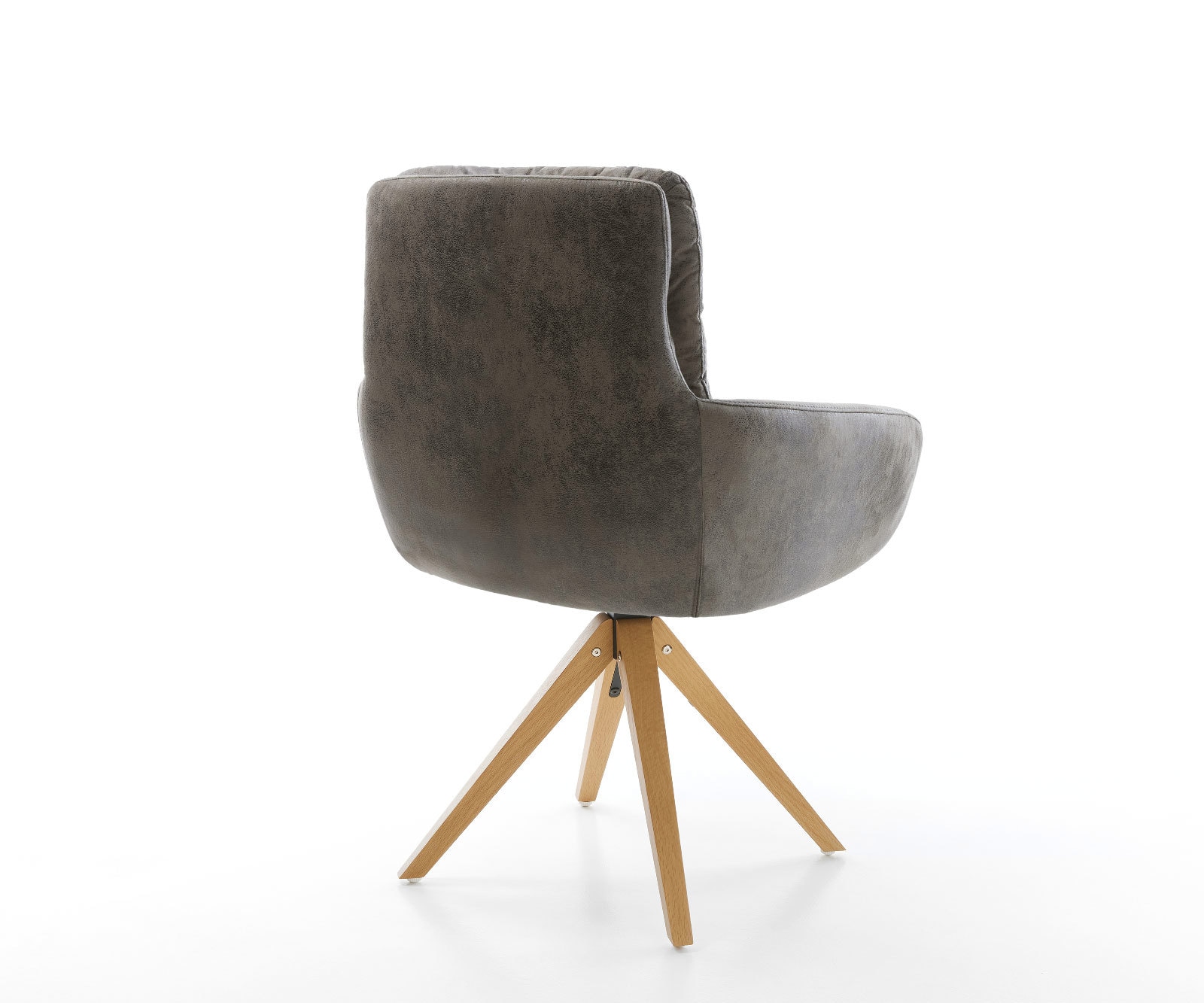 Chaise-de-salle-à-manger Abelia-Flex avec accoudoirs microvelours gris antique pied en bois angulaire naturel 4 Chaise-de-salle-à-manger Abelia-Flex avec accoudoirs microvelours gris antique pied en bois angulaire naturel 4