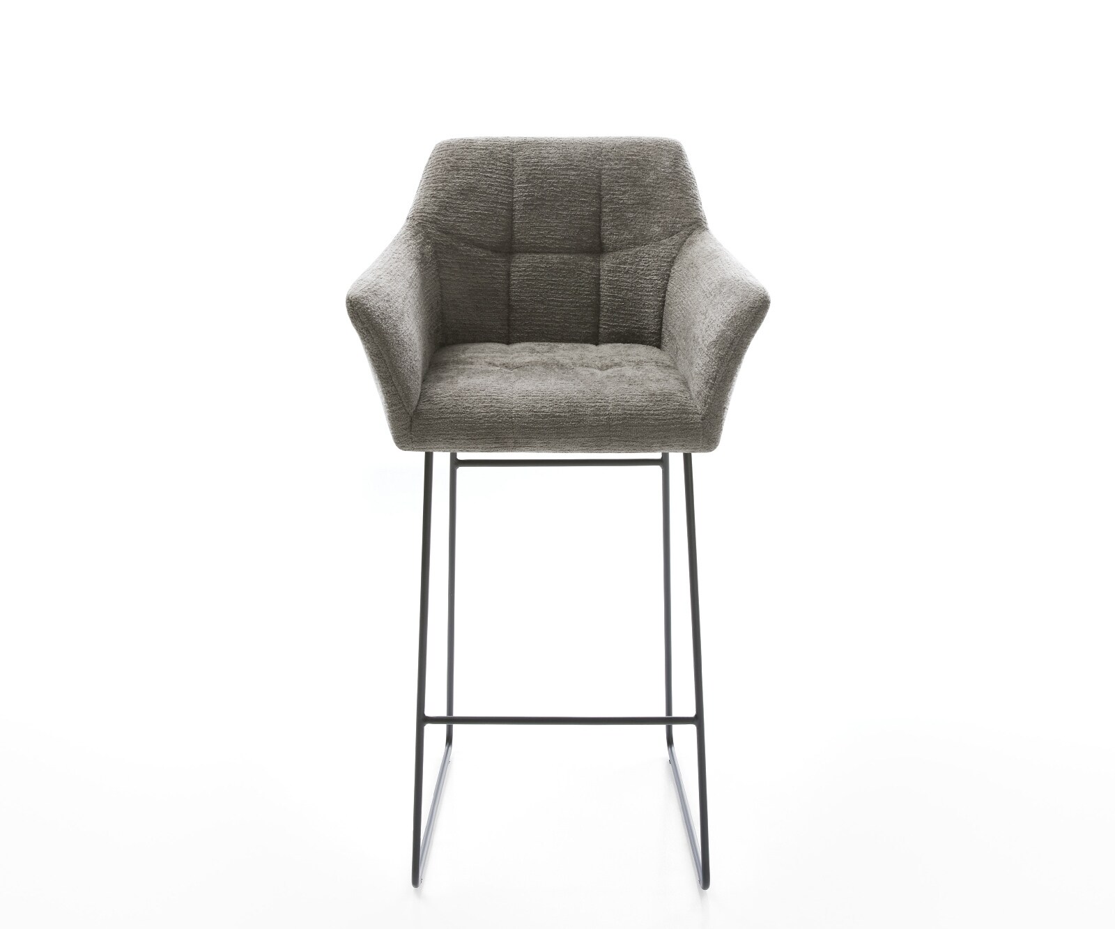 Chaise-de-bar Yulo-Flex Bouclé doux Boue Pied trapèze noir Noir 1