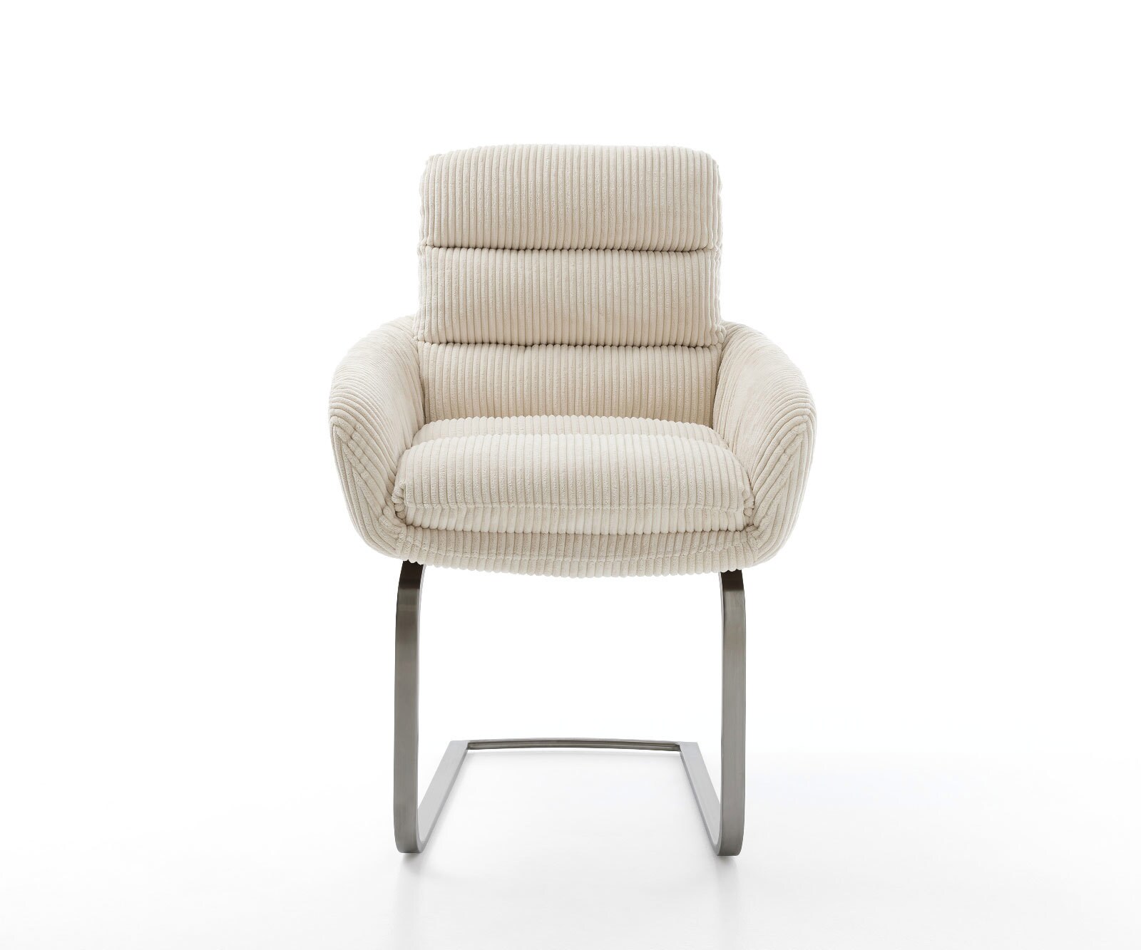 Cantilever Abelia-Flex avec accoudoirs côtelé beige pied cantilever plat grafiete 2