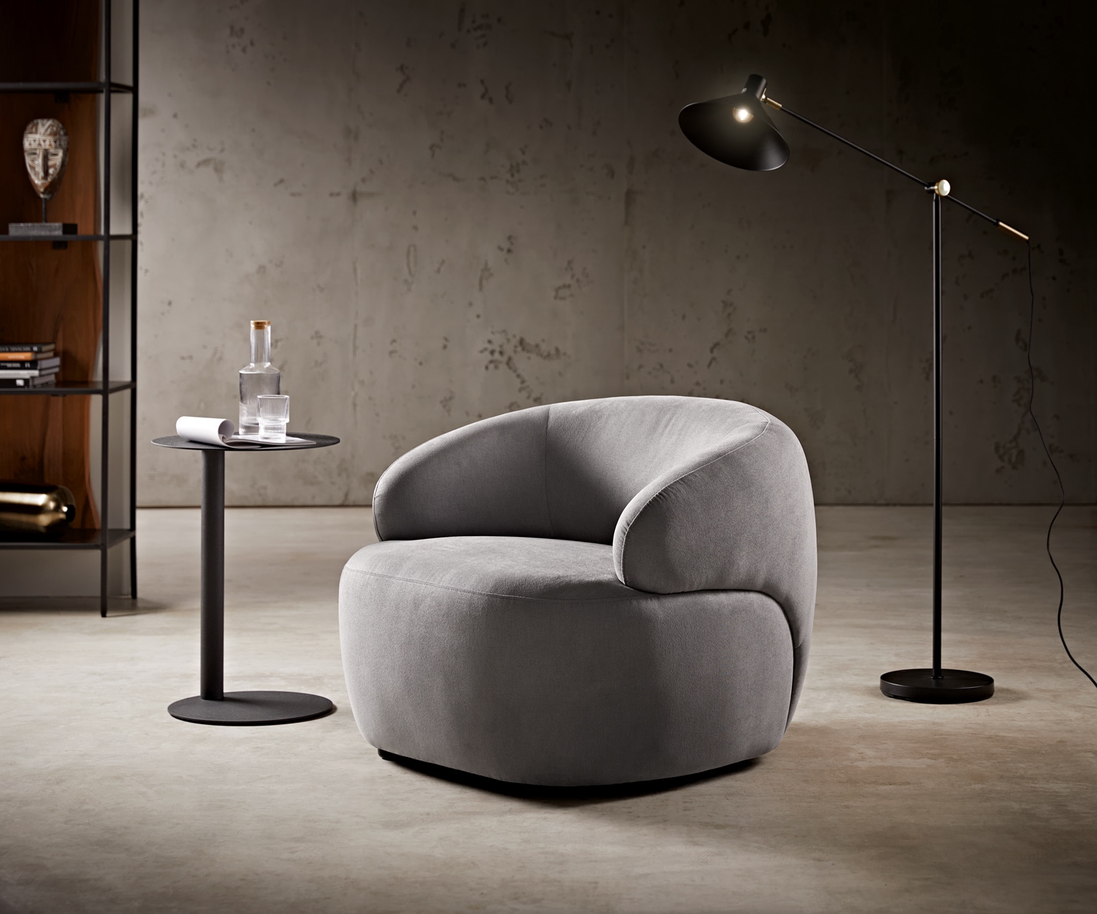 Fauteuil-lounge Nova 88x88 cm microfibre gris Fauteuil-lounge Nova 88x88 cm microfibre gris