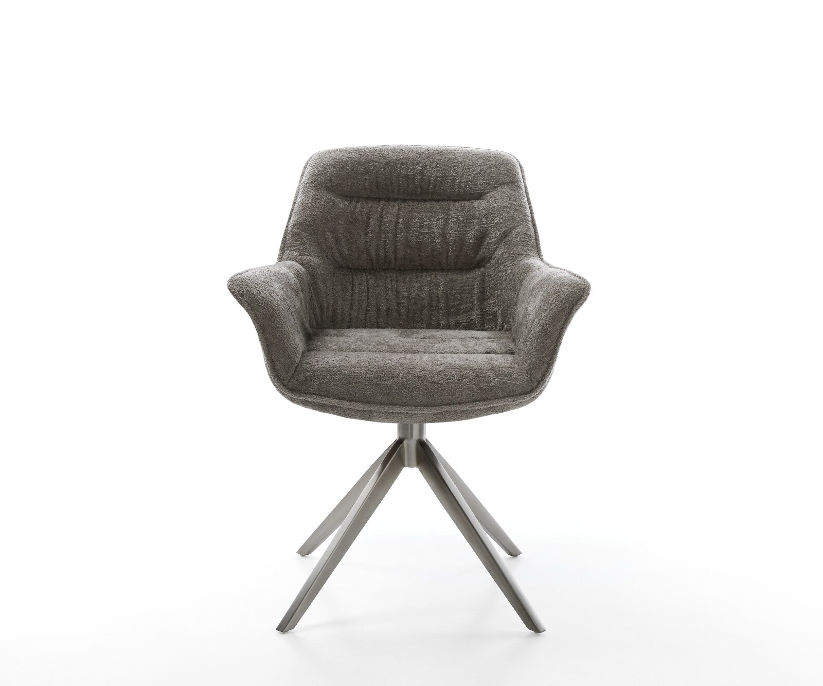 Chaise-pivotante Kaira-Flex bouclé doux couleur boue pied croisé large grafiete pivotement sur 360° fonction bascule 1