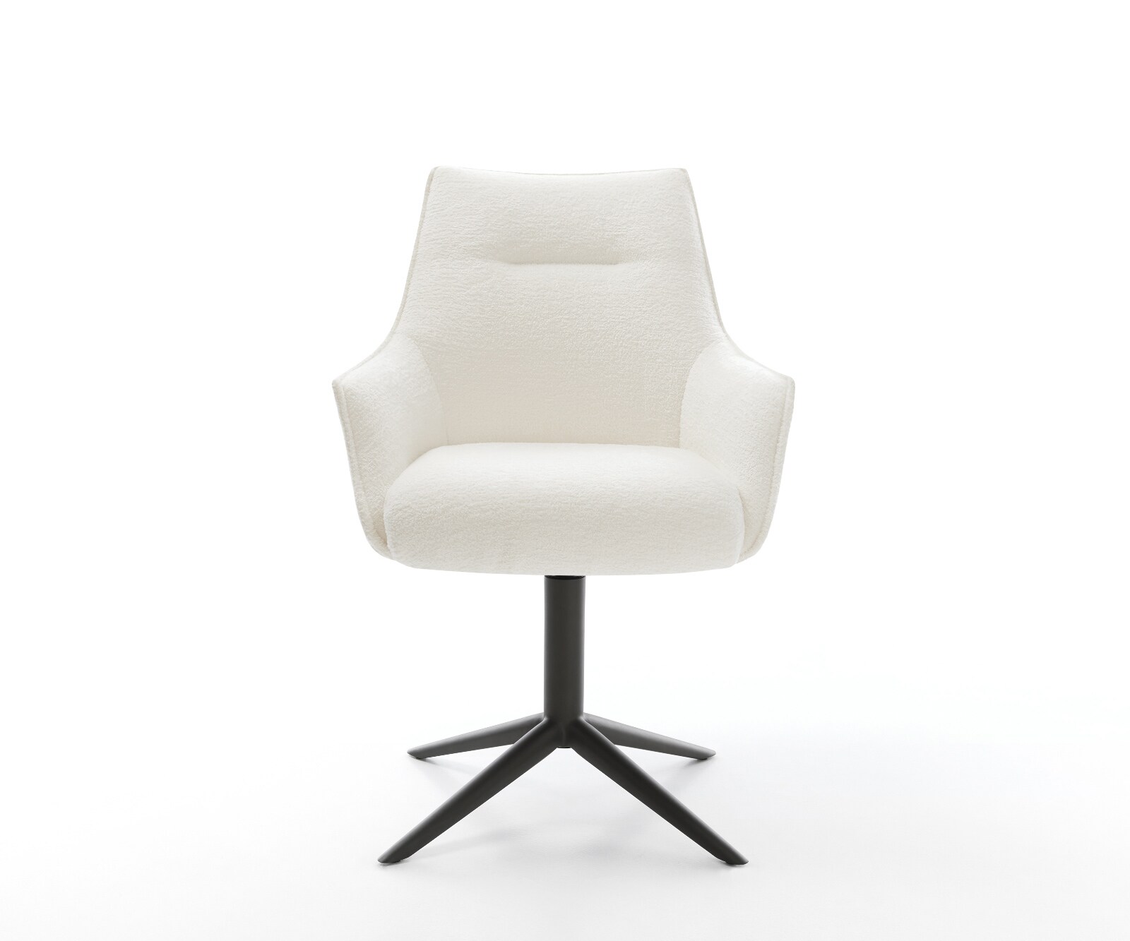 Chaise-pivotante Alja-Flex avec accoudoirs bouclé doux beige pied de chaise 4 branches noir pivotement sur 360° fonction bascule resorts ensachés 2