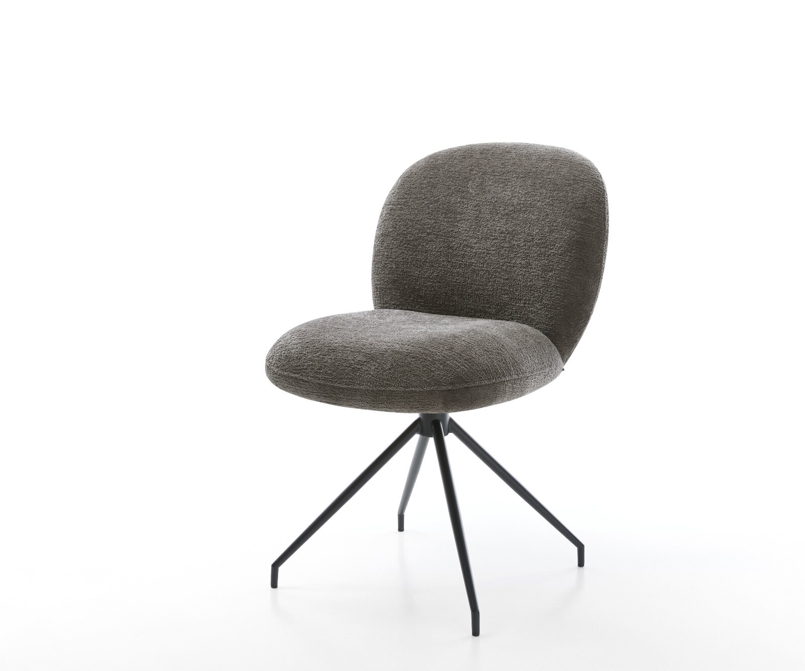 Chaise-de-salle-à-manger Nube-Flex bouclé doux couleur boue pied croisé conique noir resorts ensachés 1