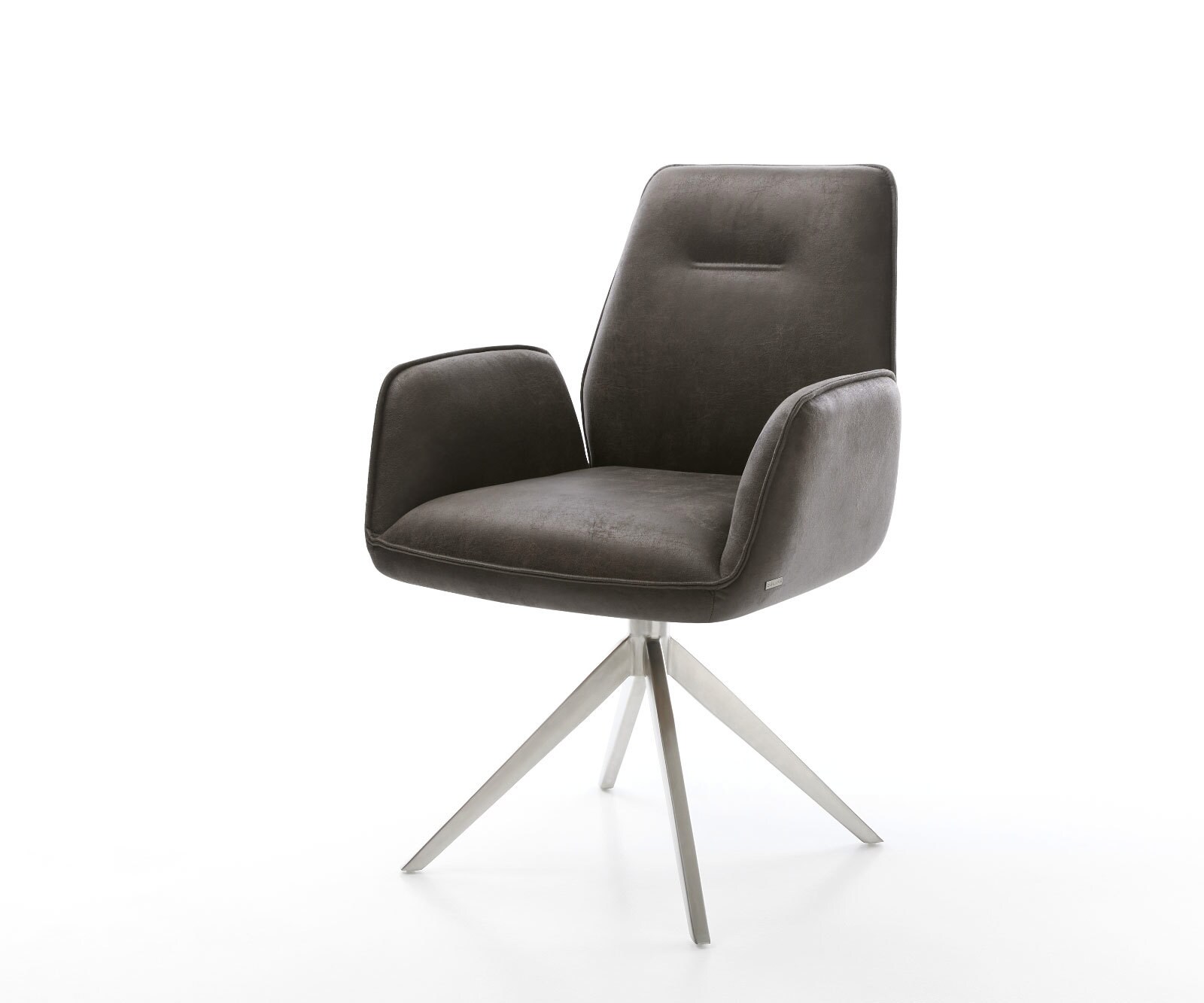 Chaise-pivotante Zoa-Flex microvelours anthracite vintage pied croisé large acier inoxydable brossé pivotement sur 360° fonction bascule ressorts ensachés 1