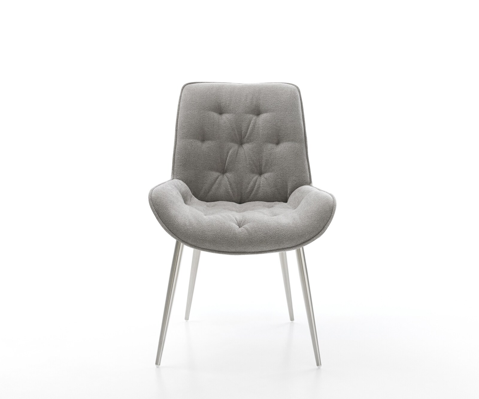 Chaise-de-salle-à-manger Taimi-Flex tissu structuré doux gris 4 pieds coniques acier inoxydable 2