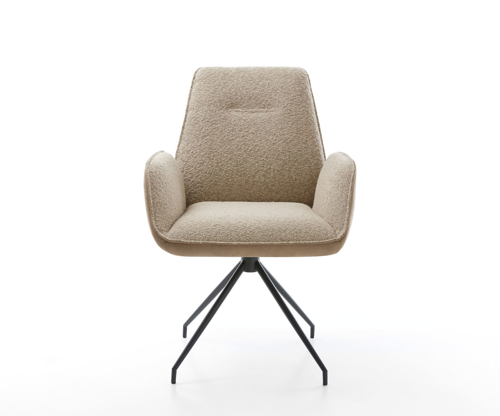 Chaise-pivotante Zoa-Flex tissu mixte couleur boue pied croisé conique noir pivotement sur 180° ressorts ensachés 1