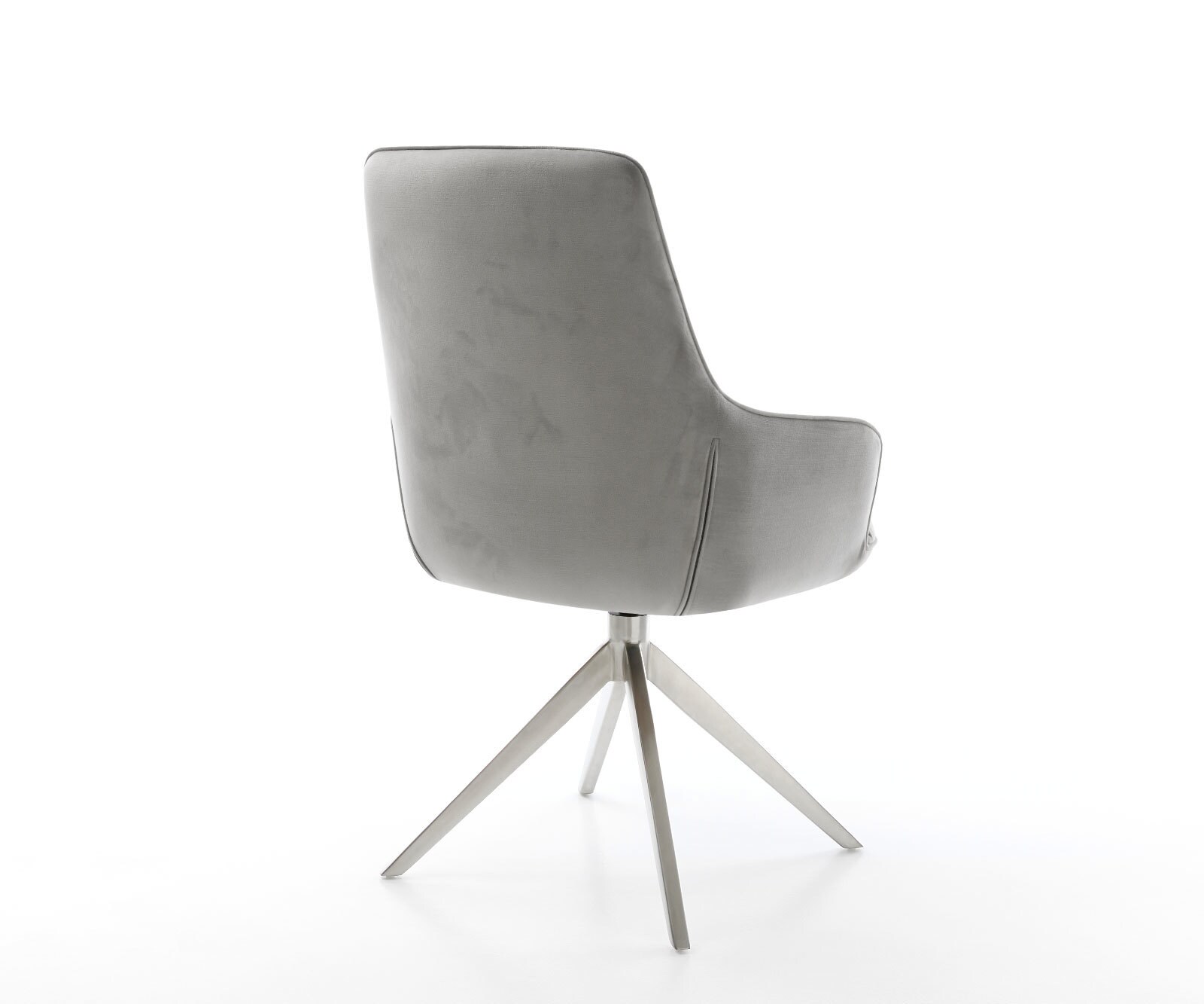 Chaise-pivotante Zelia-Flex velours gris pied croisé large acier inoxydable brossé pivotement sur 360° fonction bascule ressorts ensachés 4 Chaise-pivotante Zelia-Flex velours gris pied croisé large acier inoxydable brossé pivotement sur 360° fonction bascule ressorts ensachés 4