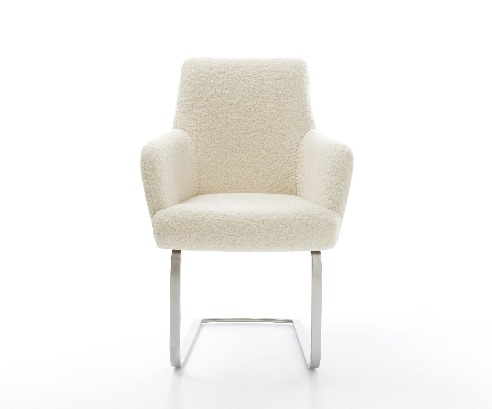Cantilever Heira-Flex avec accoudoirs tissu teddy beige pied cantilever plat acier inoxydable resorts ensachés 2