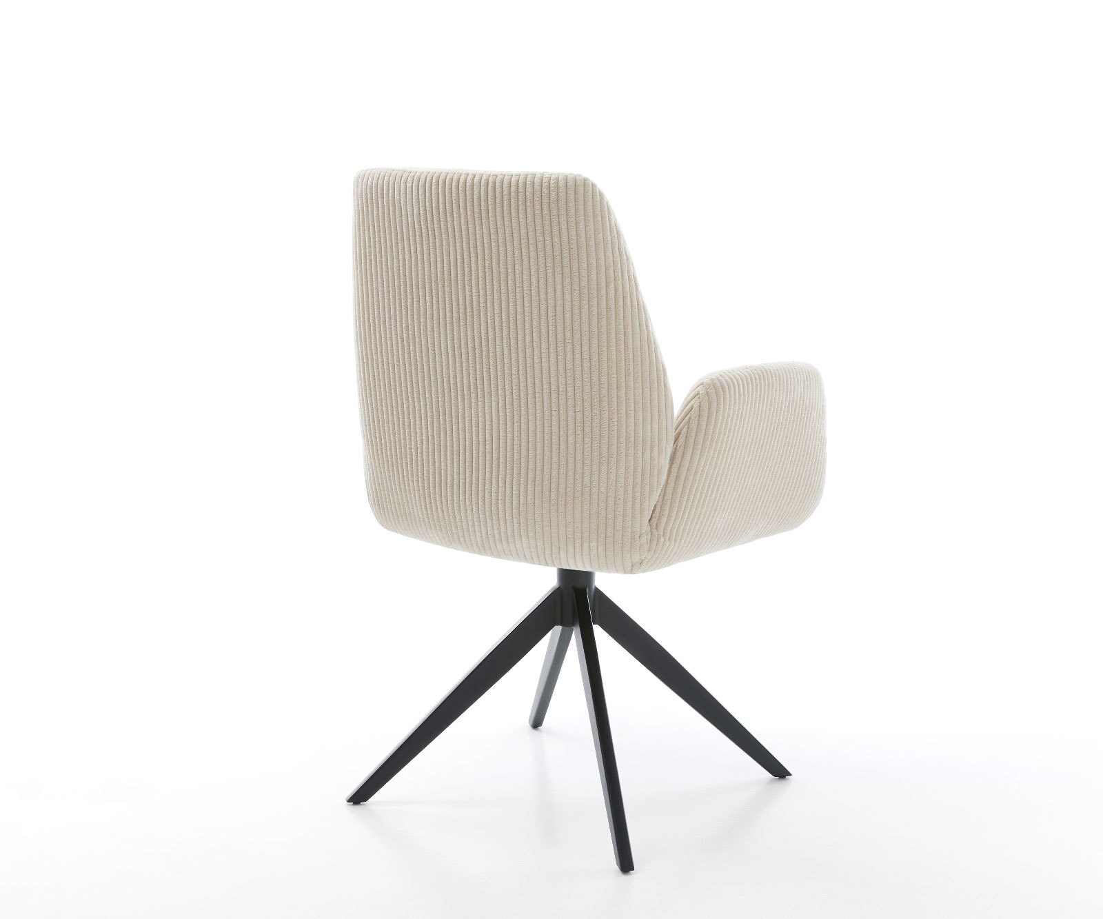 Chaise-de-salle-à-manger Zoa-Flex côtelé beige vintage pied croisé large noir ressorts ensachés 4
