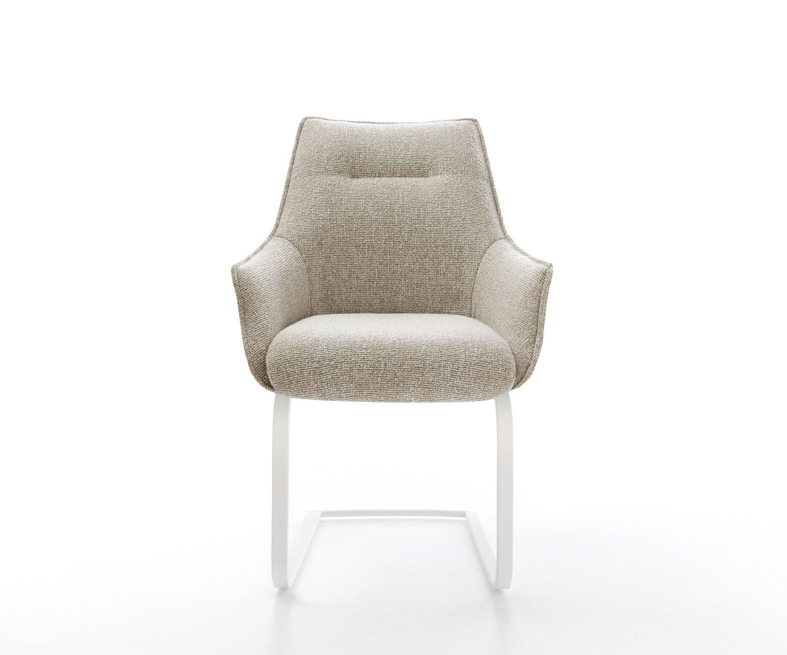 Cantilever Alja-Flex avec accoudoirs tissu tissé doux beige pied cantilever plat blanc resorts ensachés 2