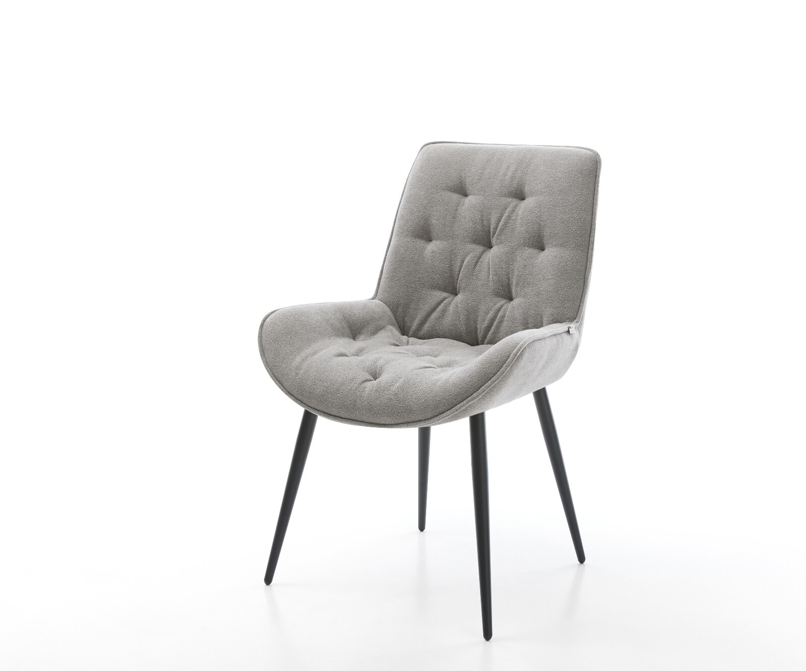 Chaise-de-salle-à-manger Taimi-Flex tissu structuré doux gris 4 pieds coniques noir 1