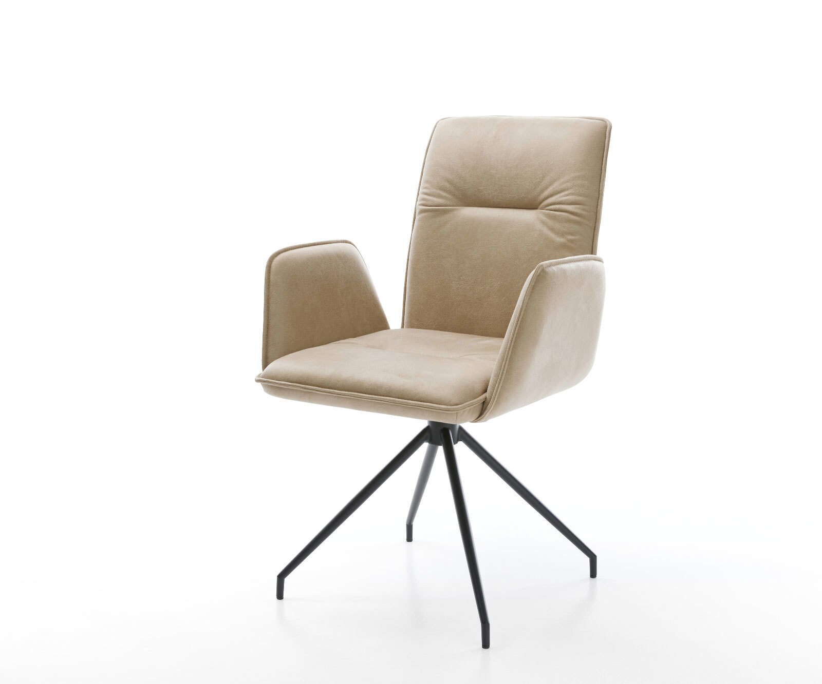 Chaise-de-salle-à-manger Vinja-Flex microvelours beige vintage pied croisé conique noir