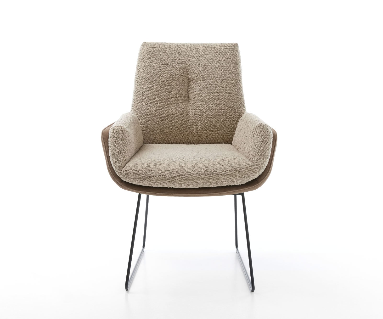 Chaise-de-salle-à-manger Clea-Flex tissu mixte couleur boue pied trapèze noir 1 Chaise-de-salle-à-manger Clea-Flex tissu mixte couleur boue pied trapèze noir 1