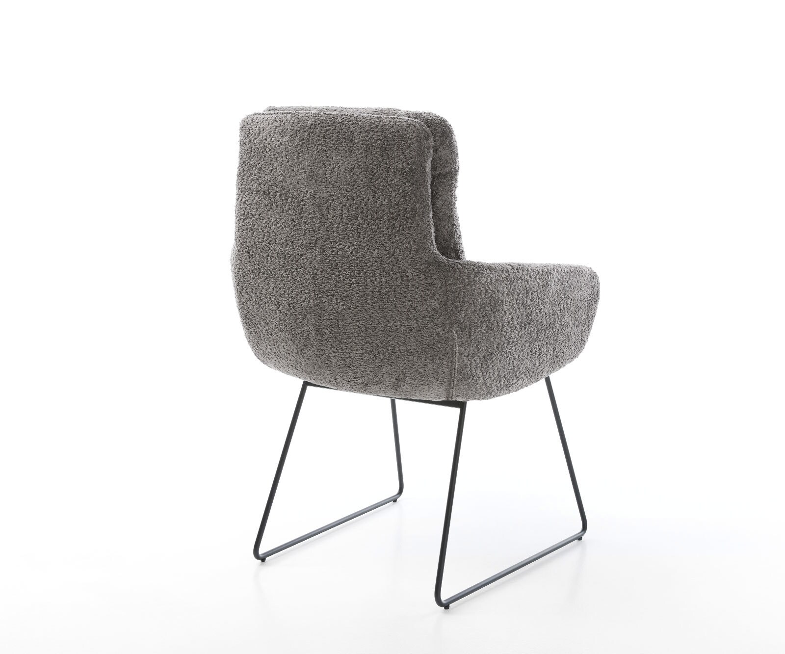 Chaise-de-salle-à-manger Abelia-Flex avec accoudoirs bouclé gris pied trapèze noir 5