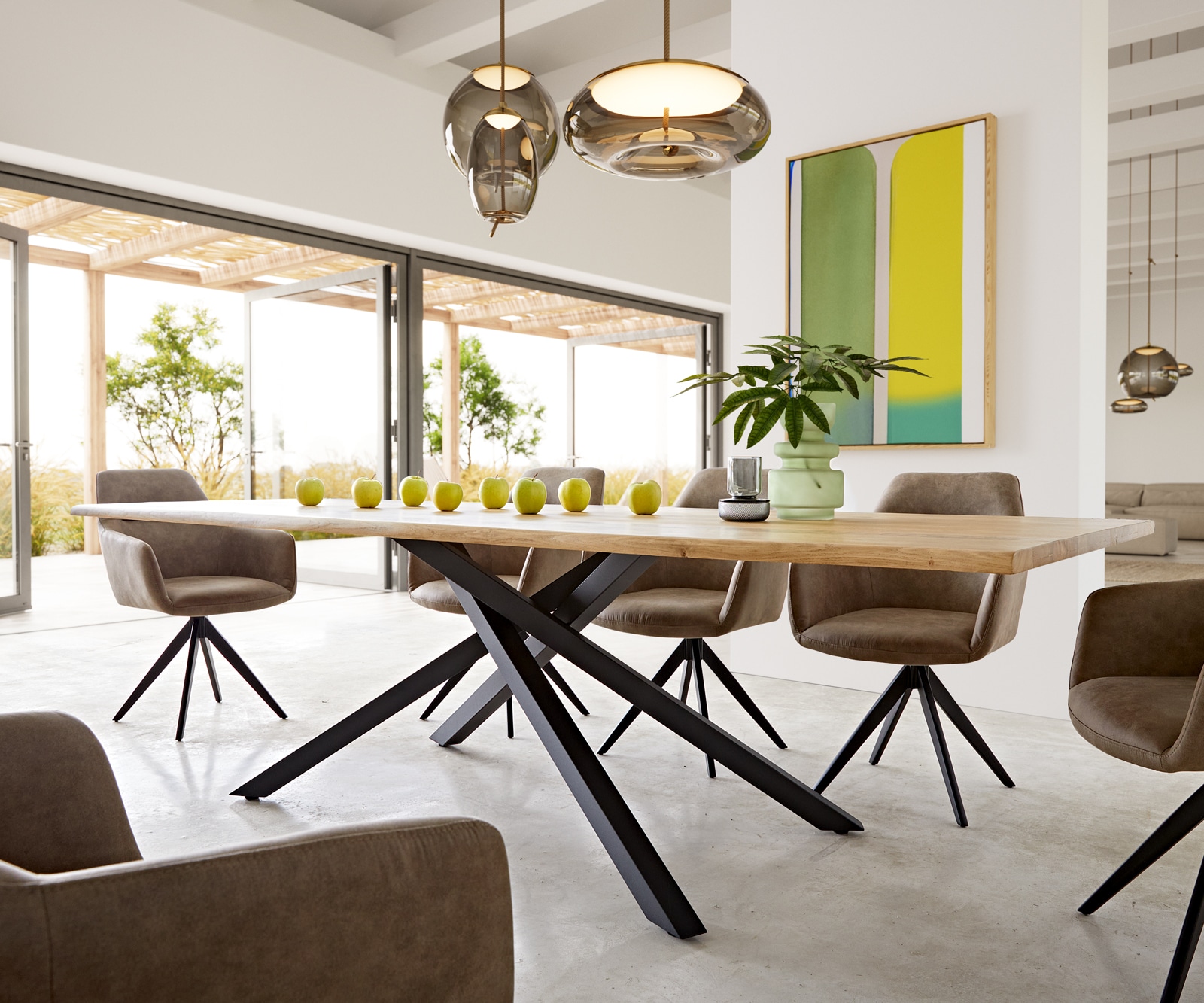 Table à manger Edge 260x100x2,5-3 chêne nature cadre croisé rectangle noir Live-Edge 3 Table à manger Edge 260x100x2,5-3 chêne nature cadre croisé rectangle noir Live-Edge 3