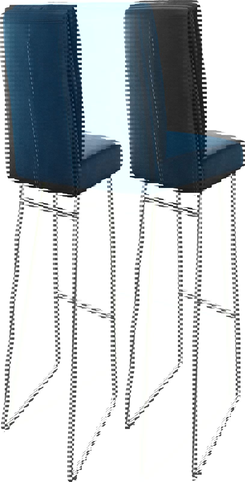 Chaise-de-bar Pela-Flex velours bleu cadre de patins acier inoxydable 4