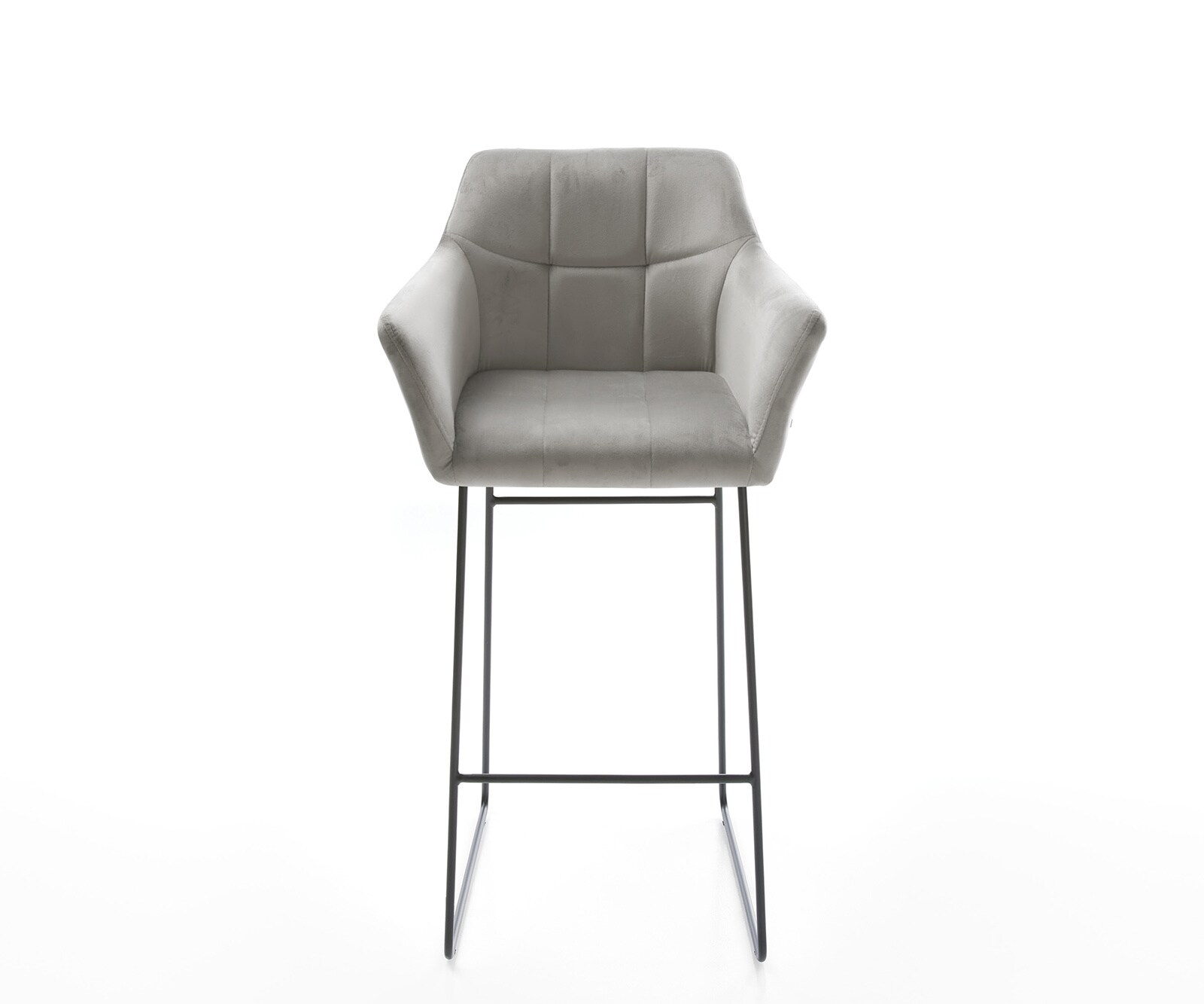 Chaise-de-bar Yulo-Flex velours gris cadre de patins métal 1