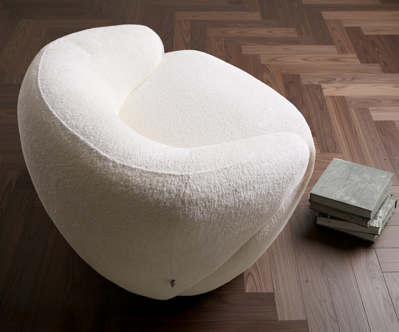 Fauteuil lounge Nova 88 x 88 cm Bouclé Soft Beige 2