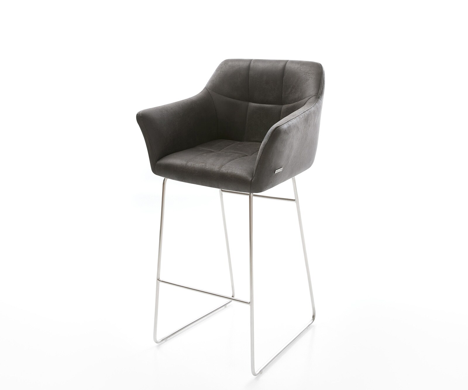 Chaise-de-bar Yulo-Flex vintage anthracite cadre patin acier inoxydable